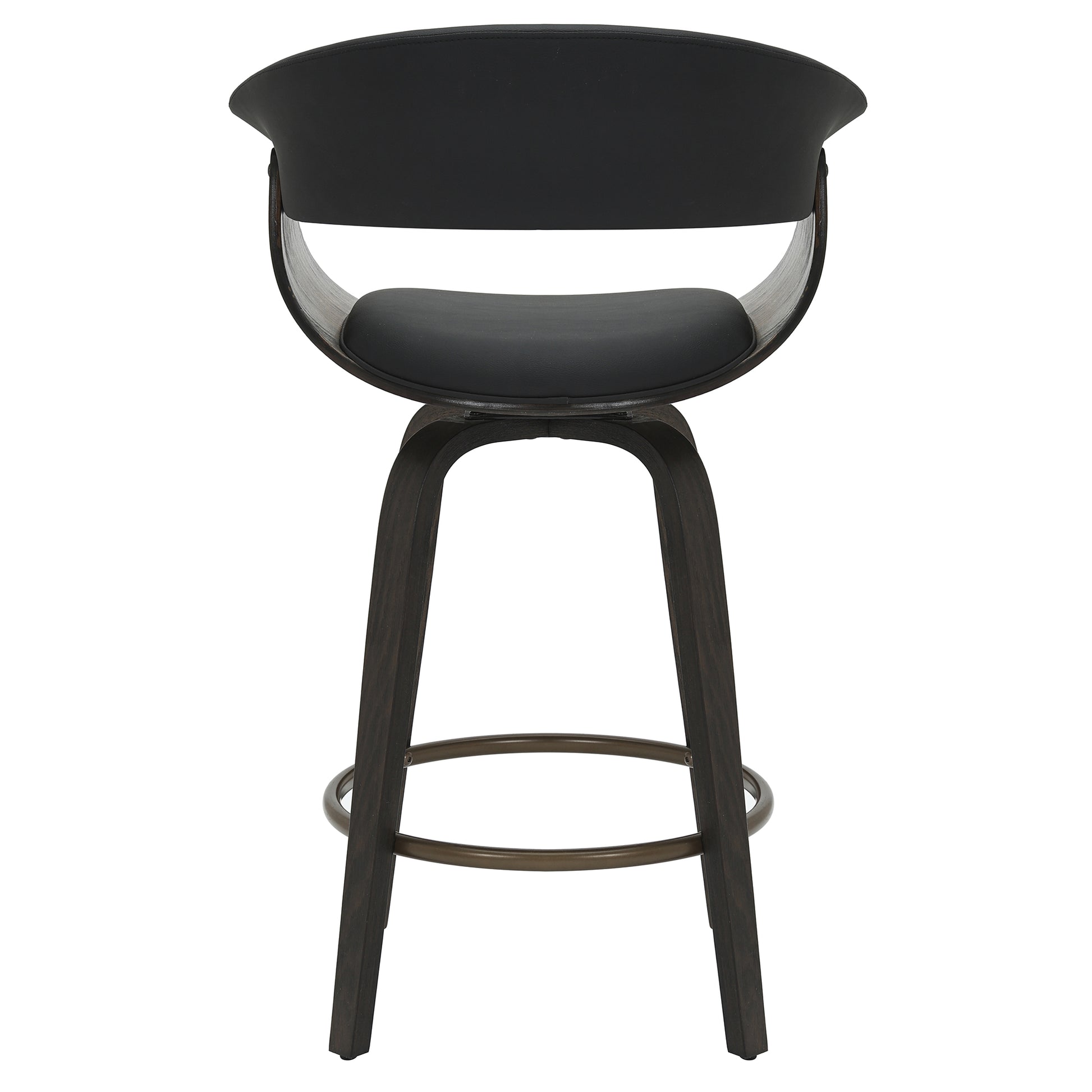 Holt Mid-Century Swivel Counter Stool - Black & Walnut 26"-DECOROLALA