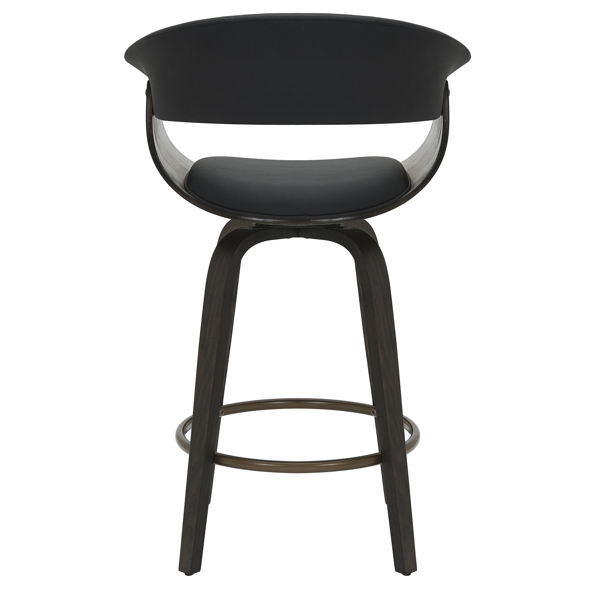 Holt Mid-Century Swivel Counter Stool - Black & Walnut 26"-DECOROLALA