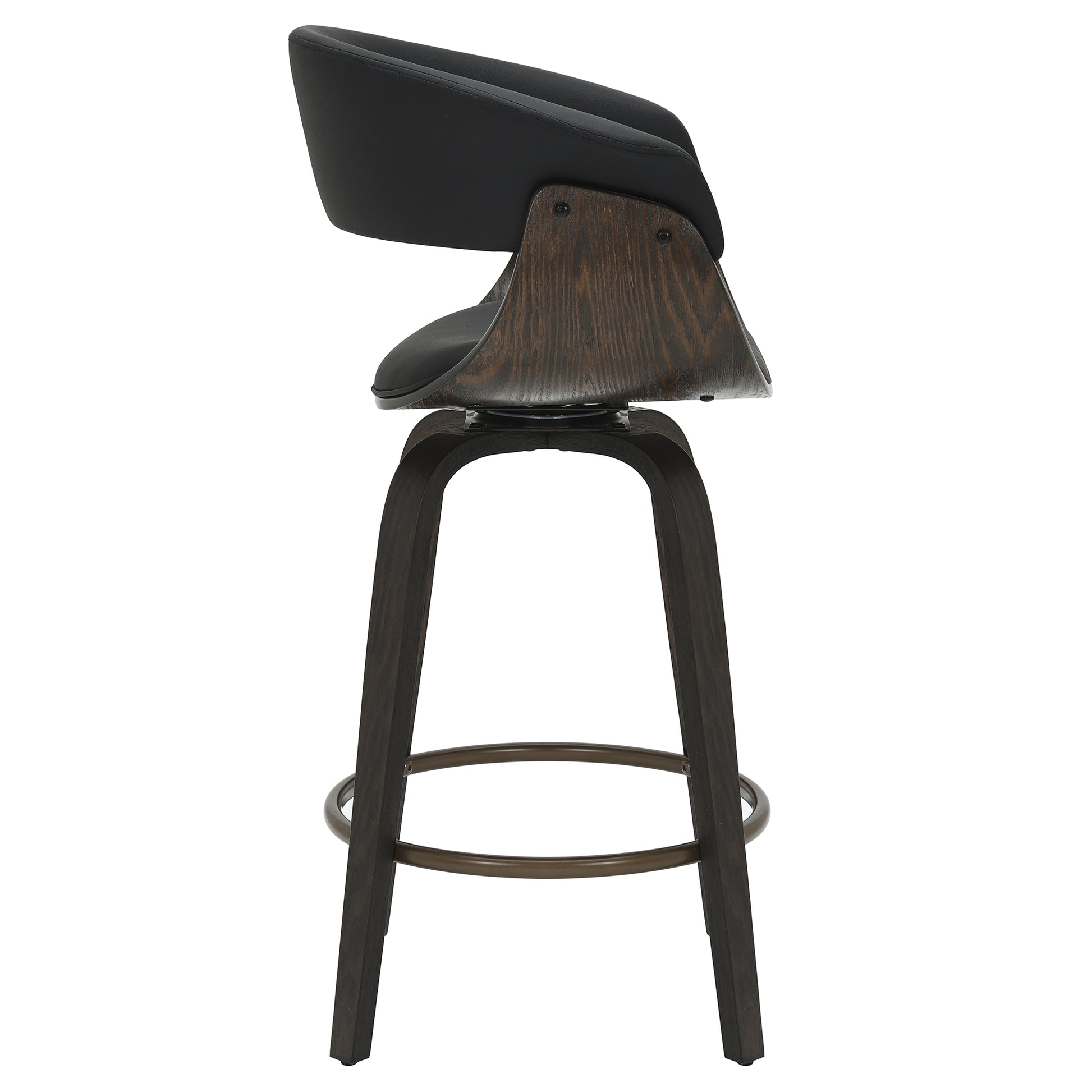 Holt Mid-Century Swivel Counter Stool - Black & Walnut 26"-DECOROLALA