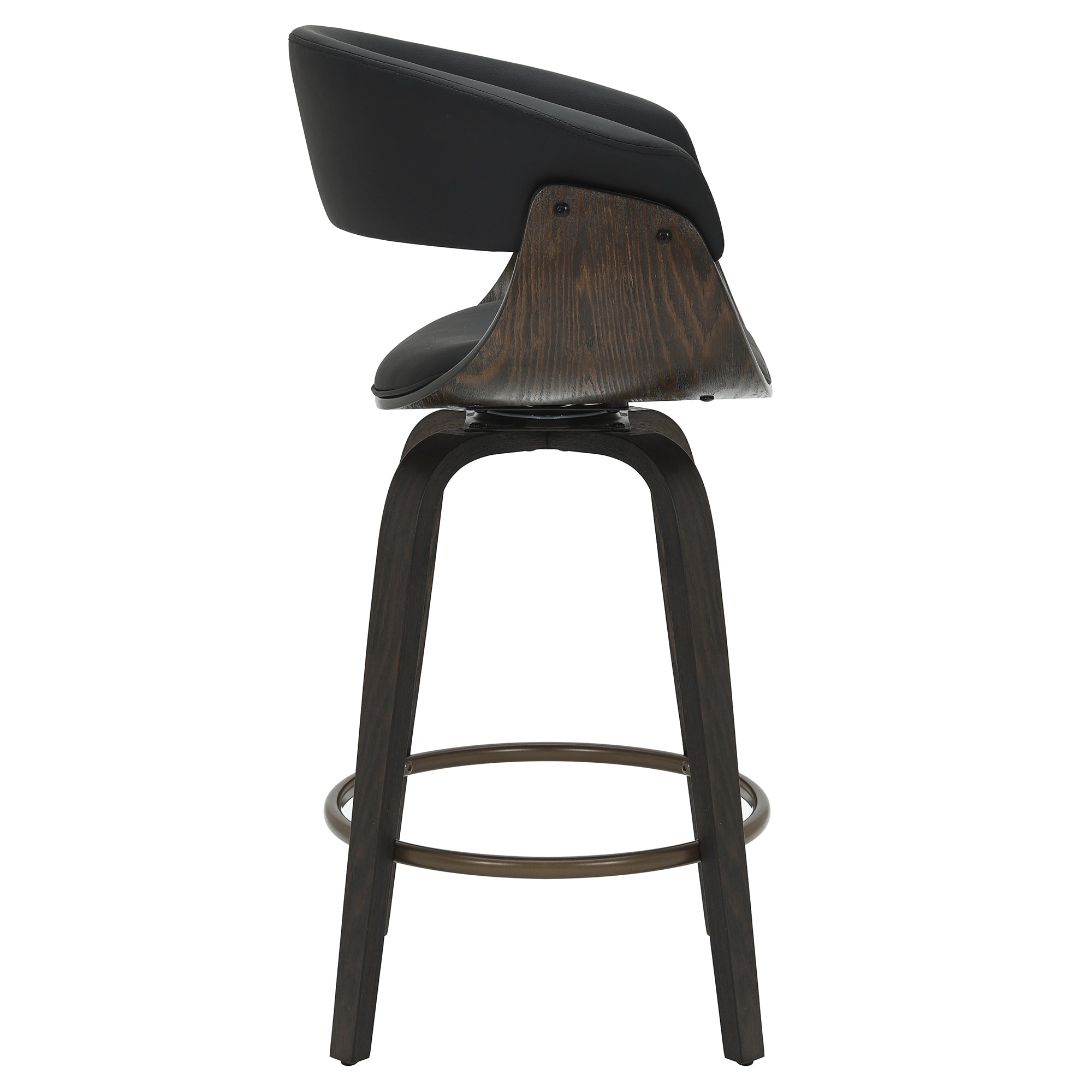 Holt Mid-Century Swivel Counter Stool - Black & Walnut 26"-DECOROLALA