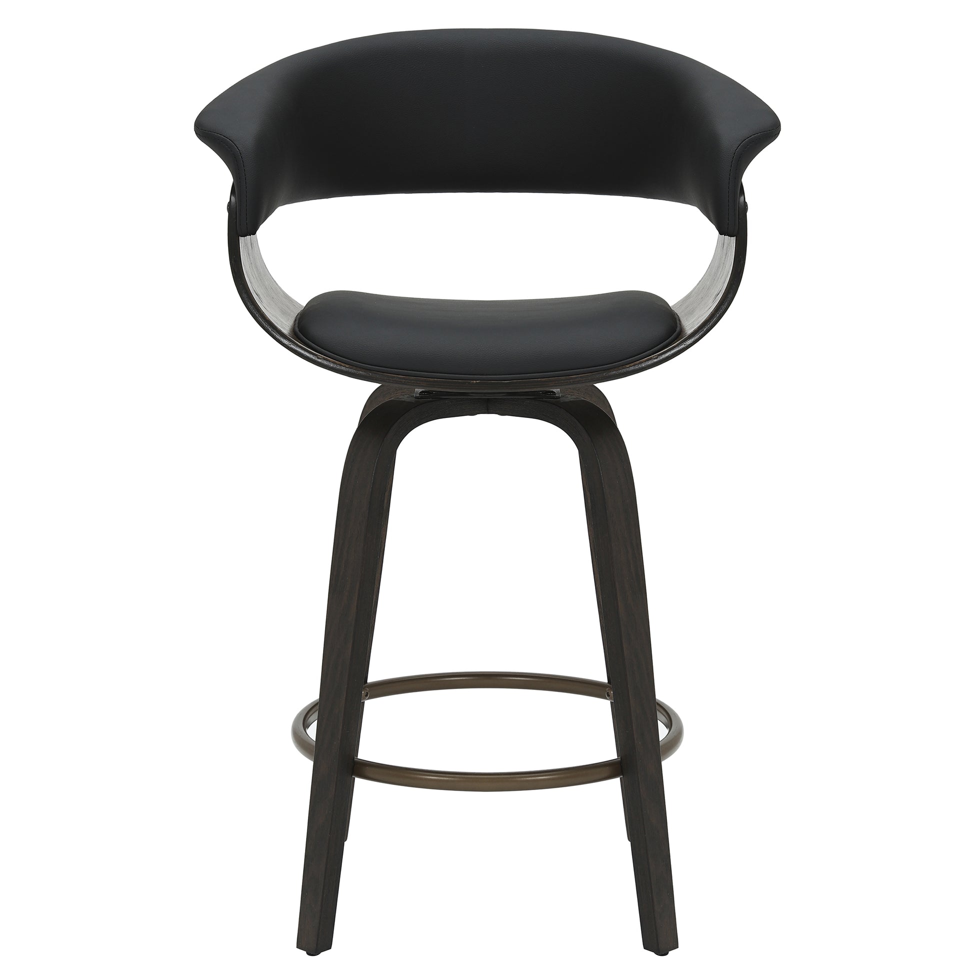 Holt Mid-Century Swivel Counter Stool - Black & Walnut 26"-DECOROLALA