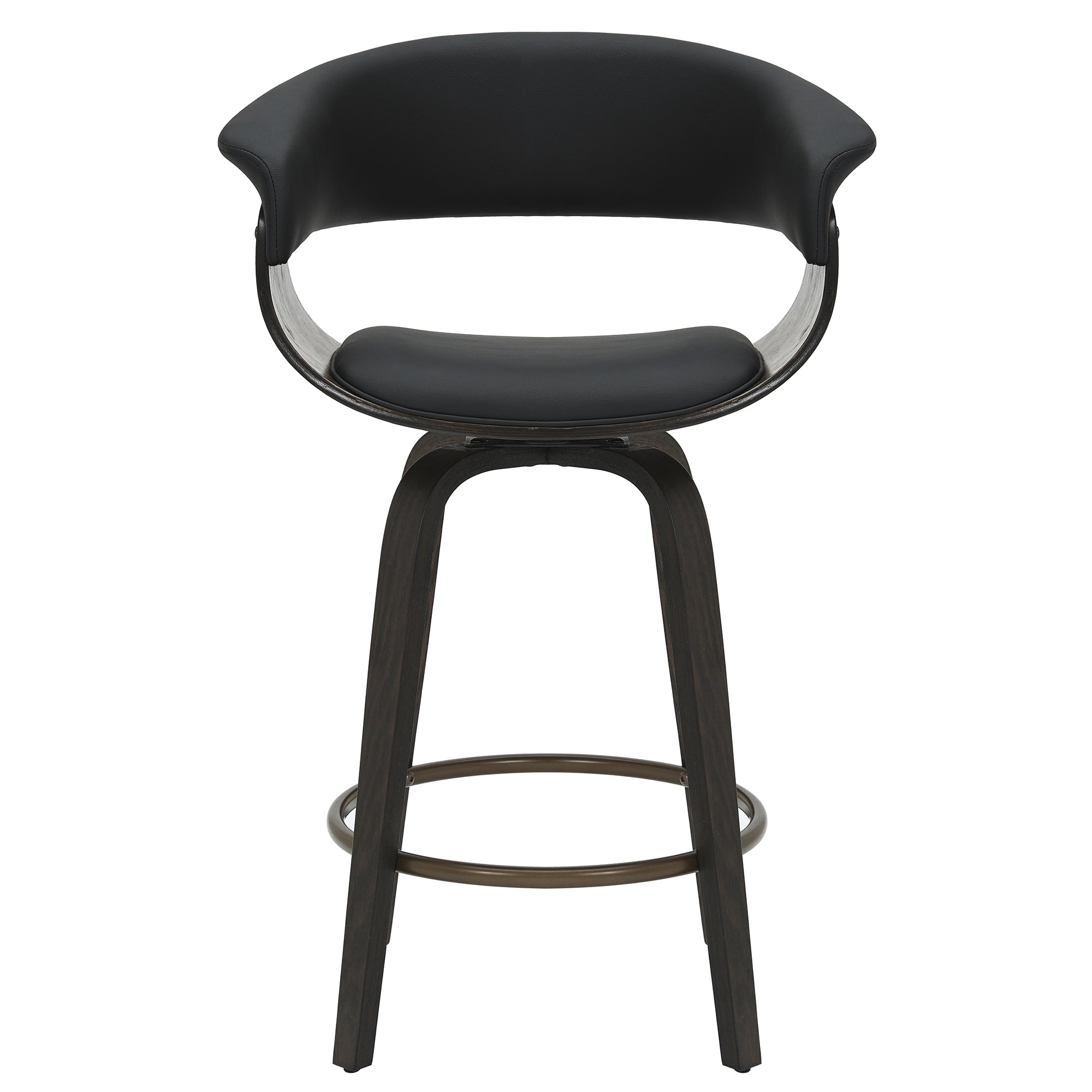 Holt Mid-Century Swivel Counter Stool - Black & Walnut 26"-DECOROLALA