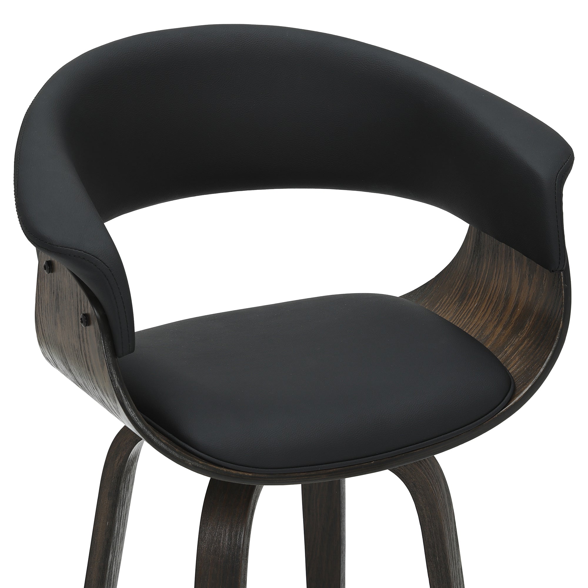 Holt Mid-Century Swivel Counter Stool - Black & Walnut 26"-DECOROLALA