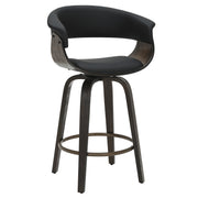 Holt Mid-Century Swivel Counter Stool - Black & Walnut 26"-DECOROLALA