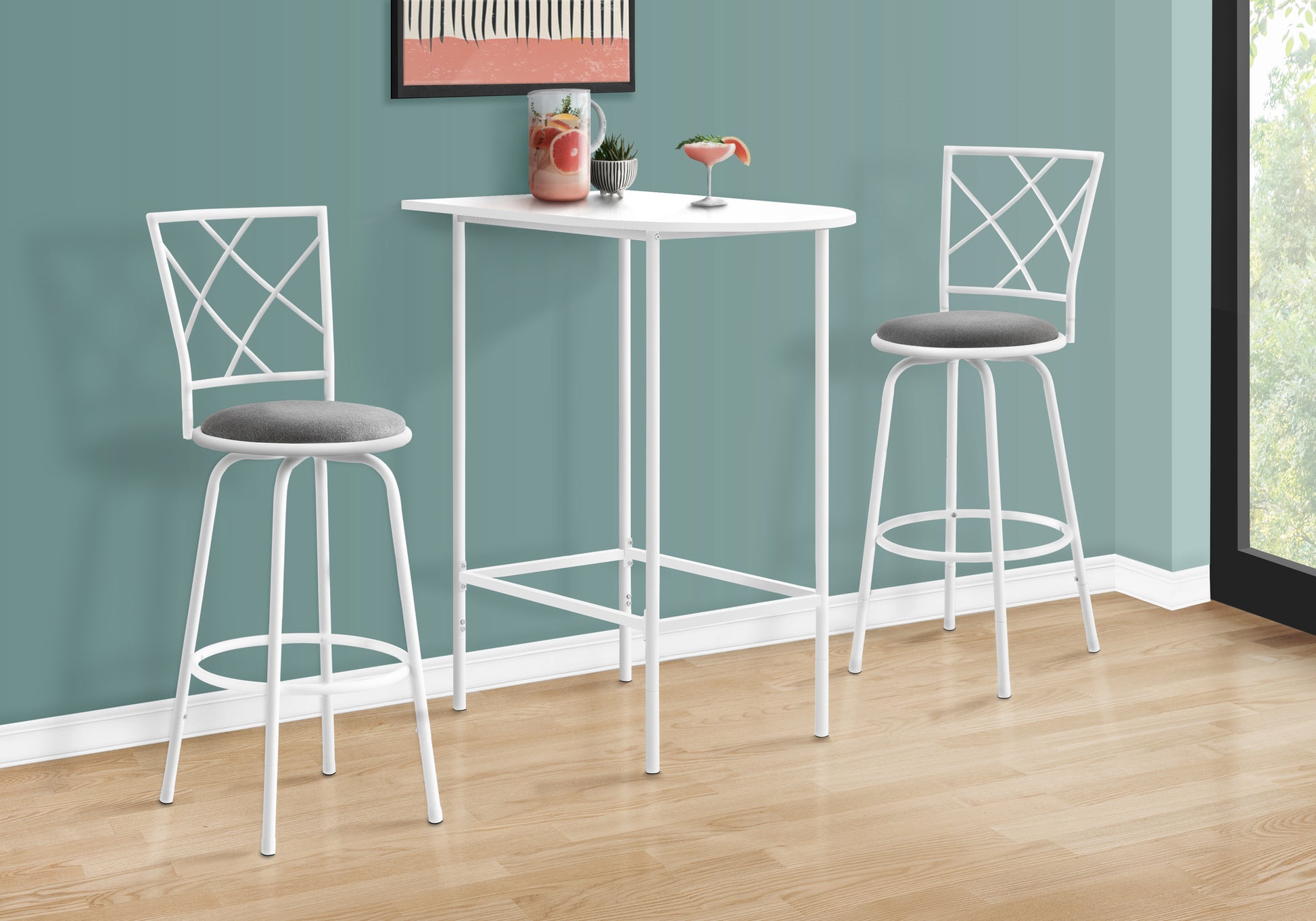 Home Bar - 24"X 36" / White Top And Metal Spacesaver-Bar Stool-DECOROLALA
