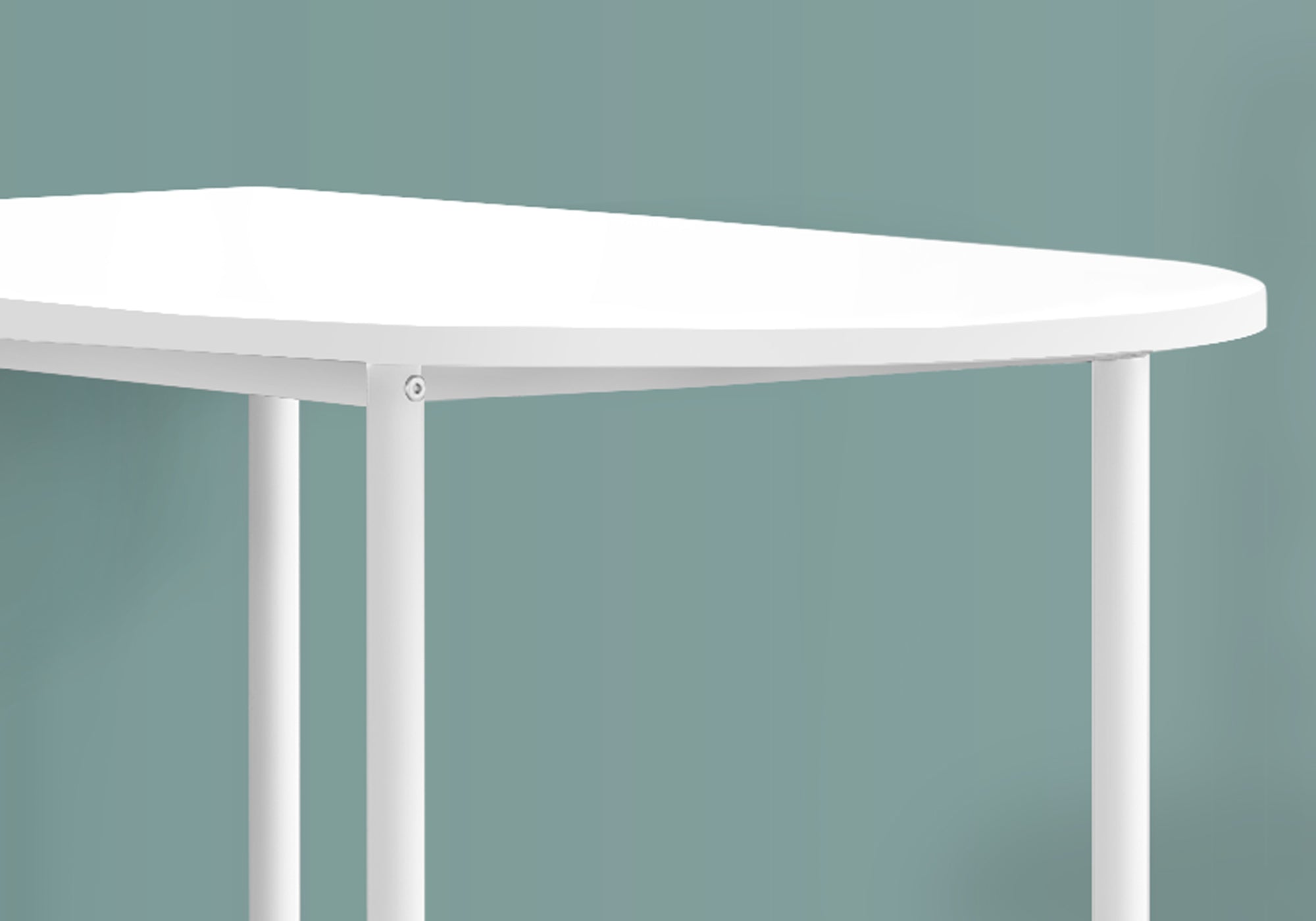 Home Bar Half-Moon Table 36"W White Metal Legs-Bar Stool-DECOROLALA