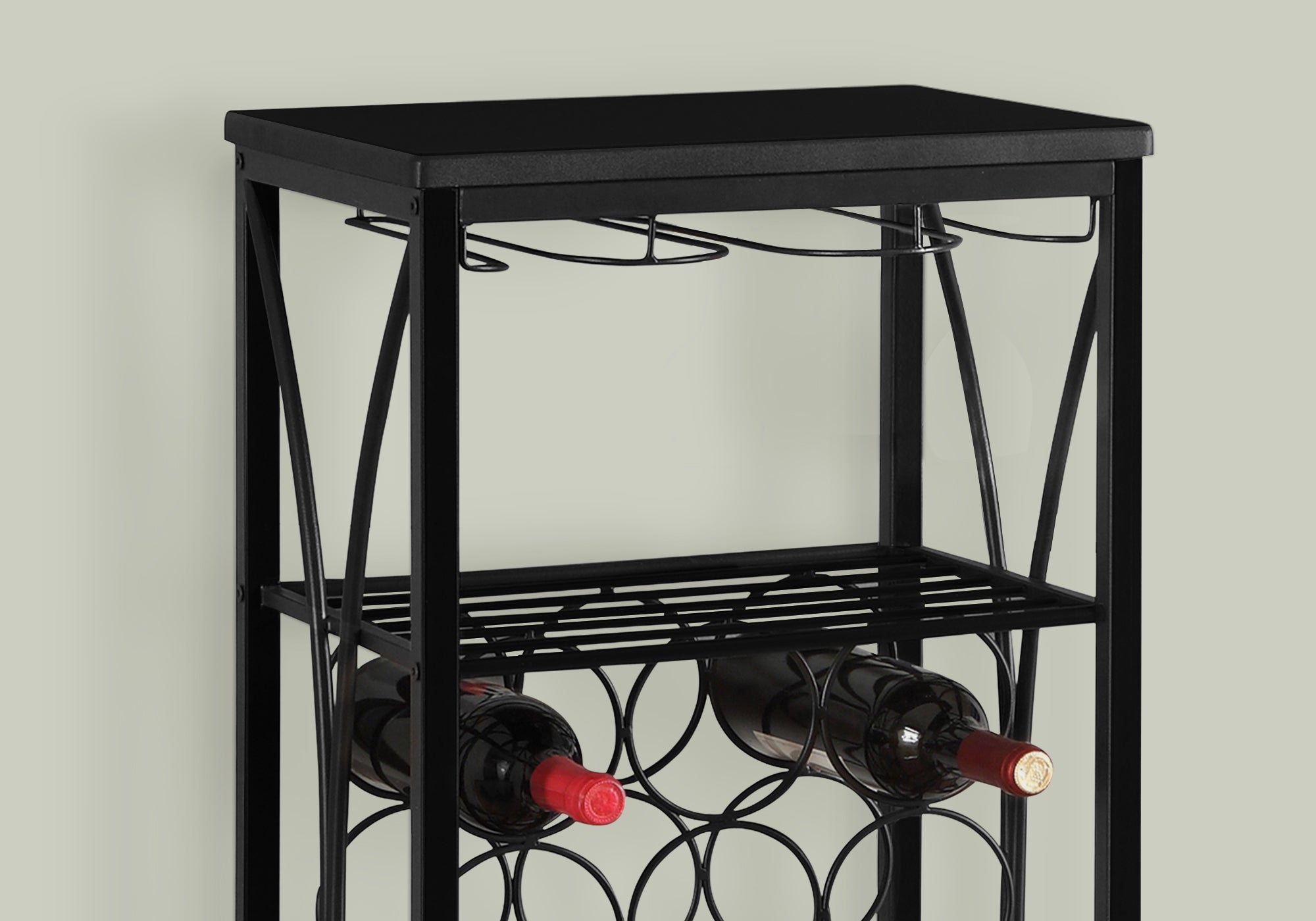 Home Bar Wine Rack - 40"H Black Metal, Holds 15 Bottles-Home Bar-DECOROLALA