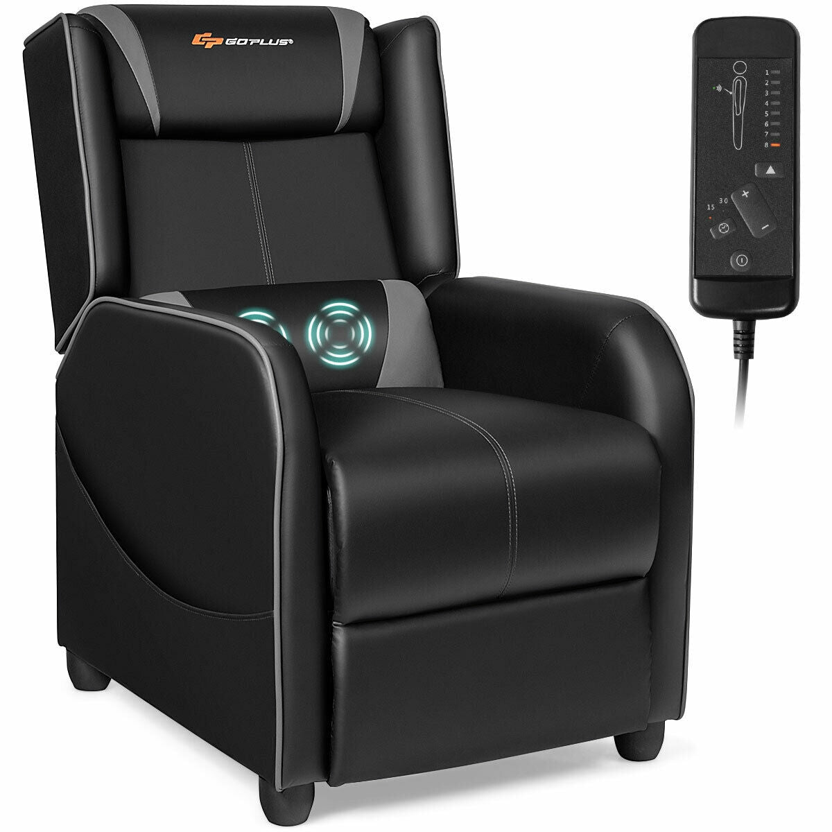 Home Massage Gaming Recliner Chair-Gray-Gaming Chairs-DECOROLALA