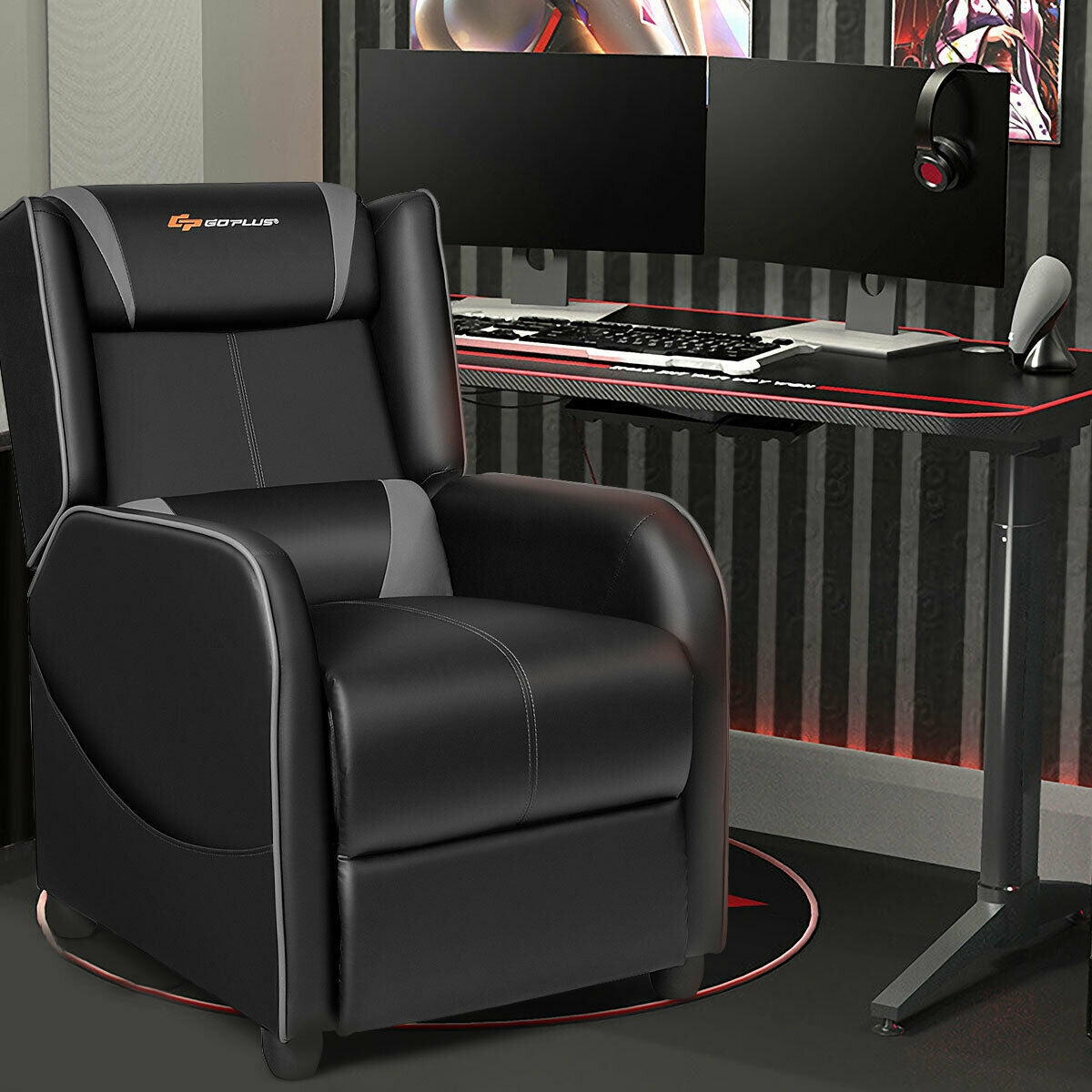 Home Massage Gaming Recliner Chair-Gray-Gaming Chairs-DECOROLALA