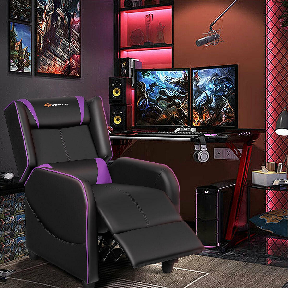 Home Massage Gaming Recliner Chair-Purple-Gaming Chairs-DECOROLALA