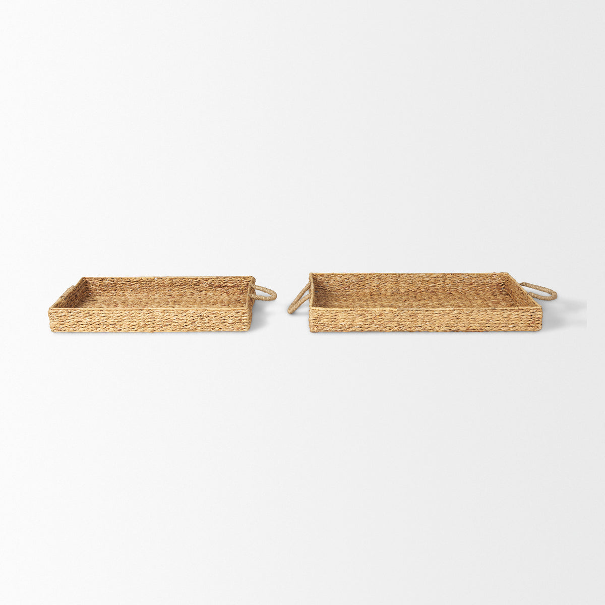 Hona Set of 2 Large Rectangular Nesting Water Hyacinth Trays-Trays-DECOROLALA