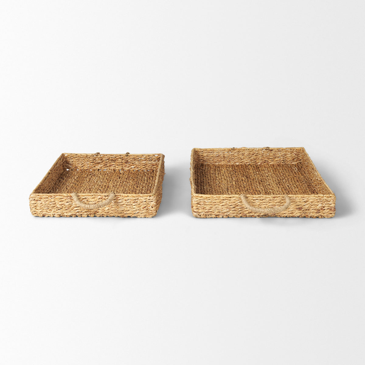 Hona Set of 2 Large Rectangular Nesting Water Hyacinth Trays-Trays-DECOROLALA
