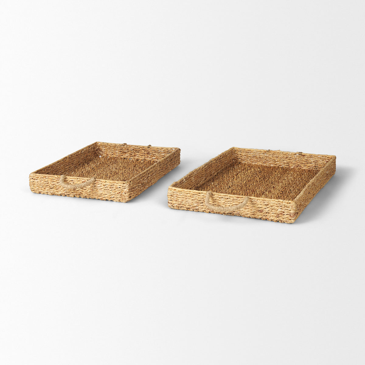 Hona Set of 2 Large Rectangular Nesting Water Hyacinth Trays-Trays-DECOROLALA