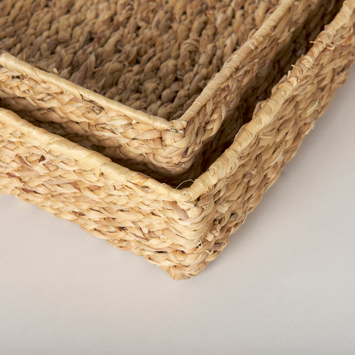 Hona Set of 2 Large Rectangular Nesting Water Hyacinth Trays-Trays-DECOROLALA