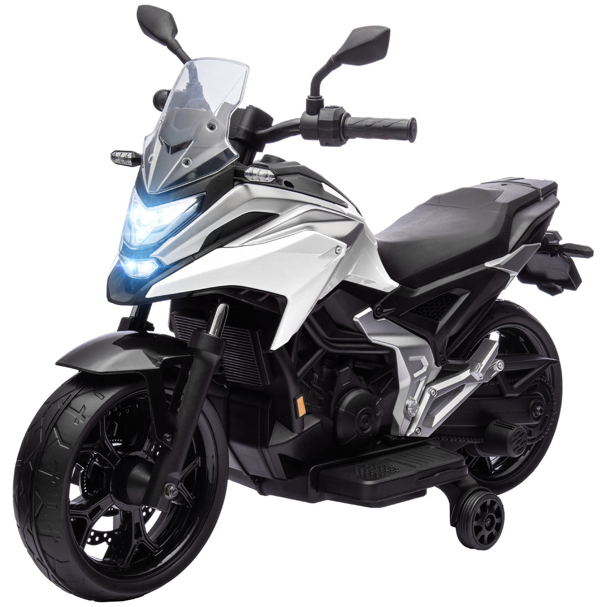 Honda Licensed 12V Ride on Motorbike for Kids with Headlights Music Training Wheels, for 3-6 Years, White-Toys & Games > Baby & Toddler Toys > Electric Ride-On Toys > Electric Motorcycles-DECOROLALA
