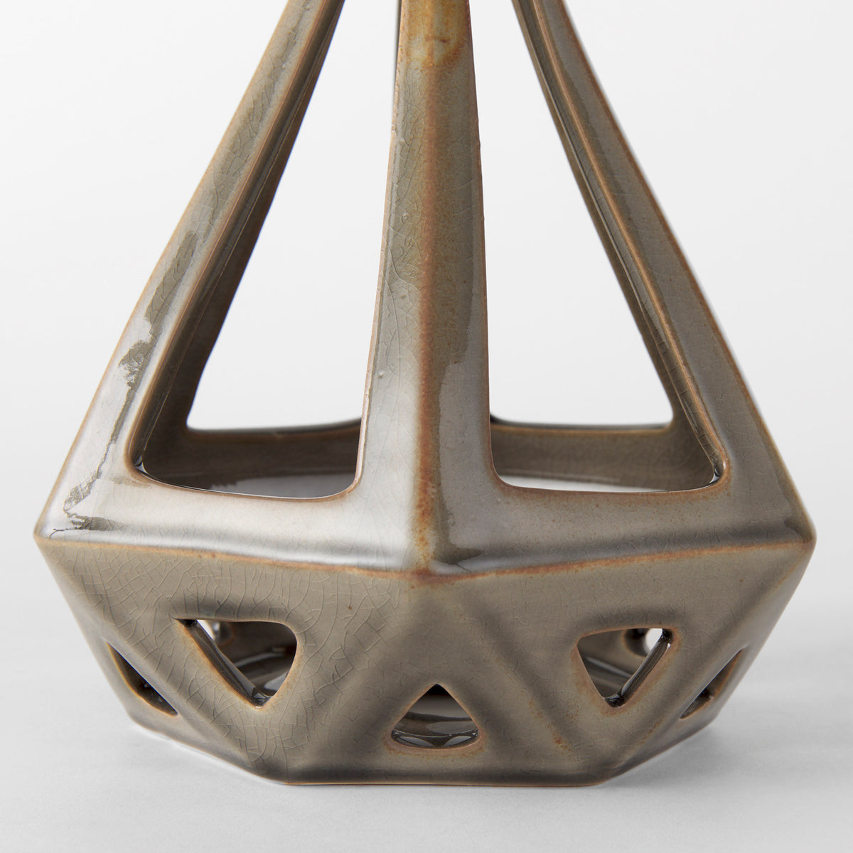 Hood Geometric Ceramic Object - 7.7" x 7.7" x 9.4" White Glossy-Decorative Objects-DECOROLALA