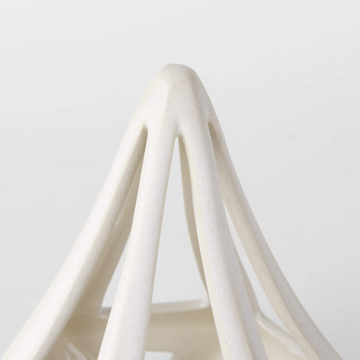 Hood Geometric Ceramic Object - 7.7" x 7.7" x 9.4" White Glossy-Decorative Objects-DECOROLALA