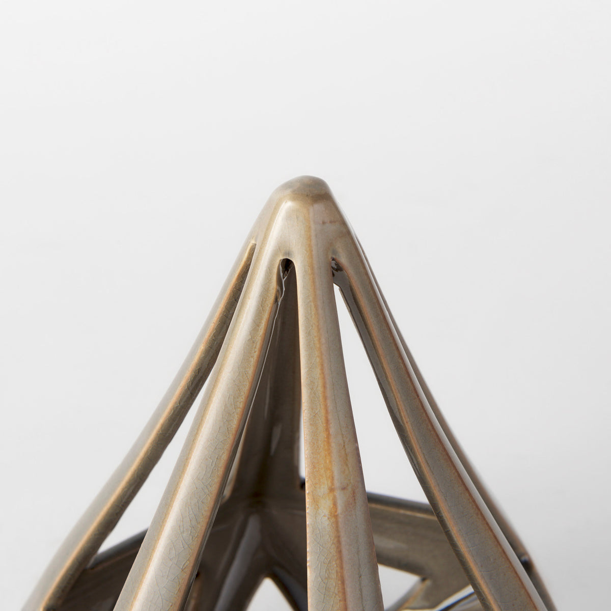 Hood Geometric Ceramic Object - 7.7" x 7.7" x 9.4" White Glossy-Objects-DECOROLALA