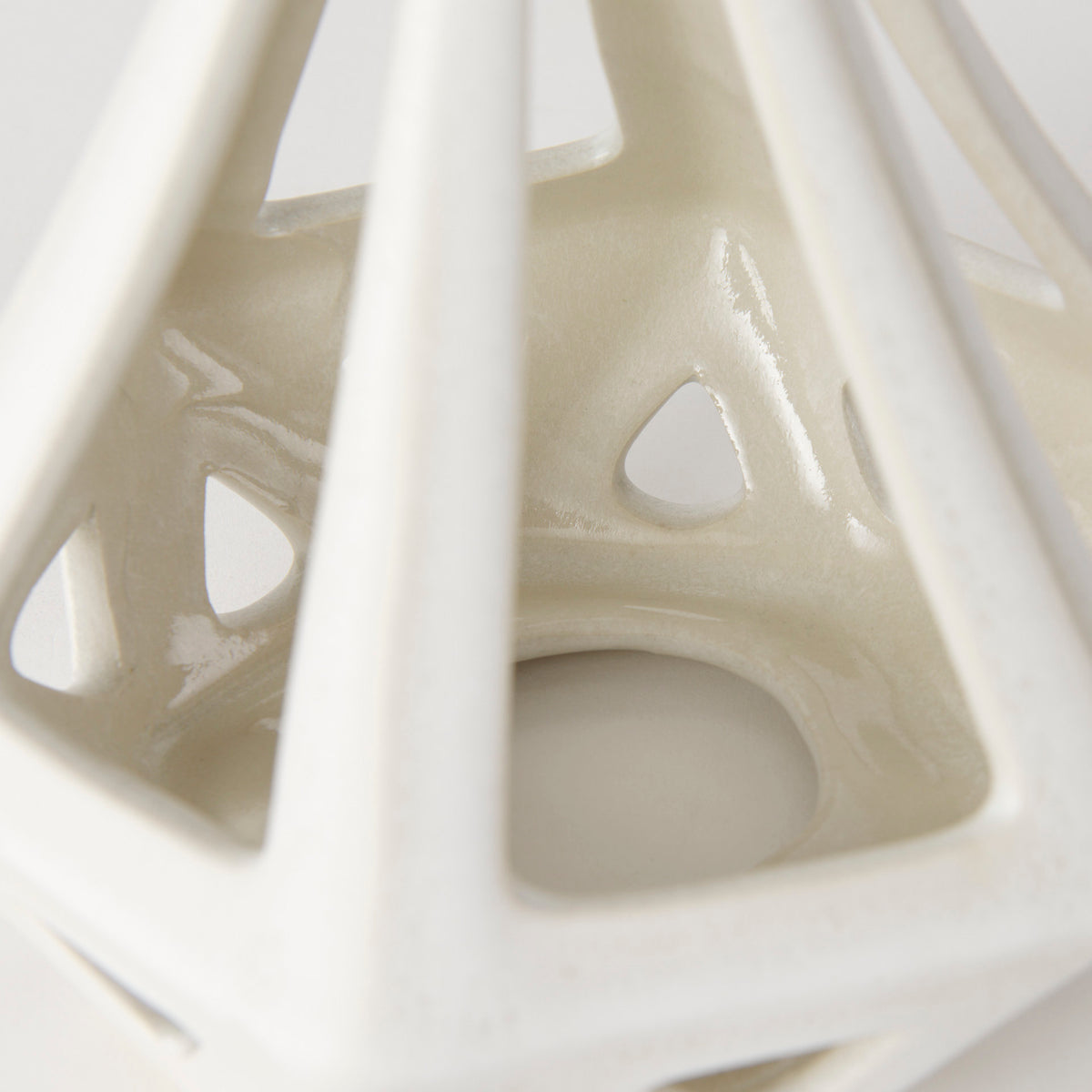 Hood Geometric Ceramic Object - 7.7" x 7.7" x 9.4" White Glossy-Objects-DECOROLALA