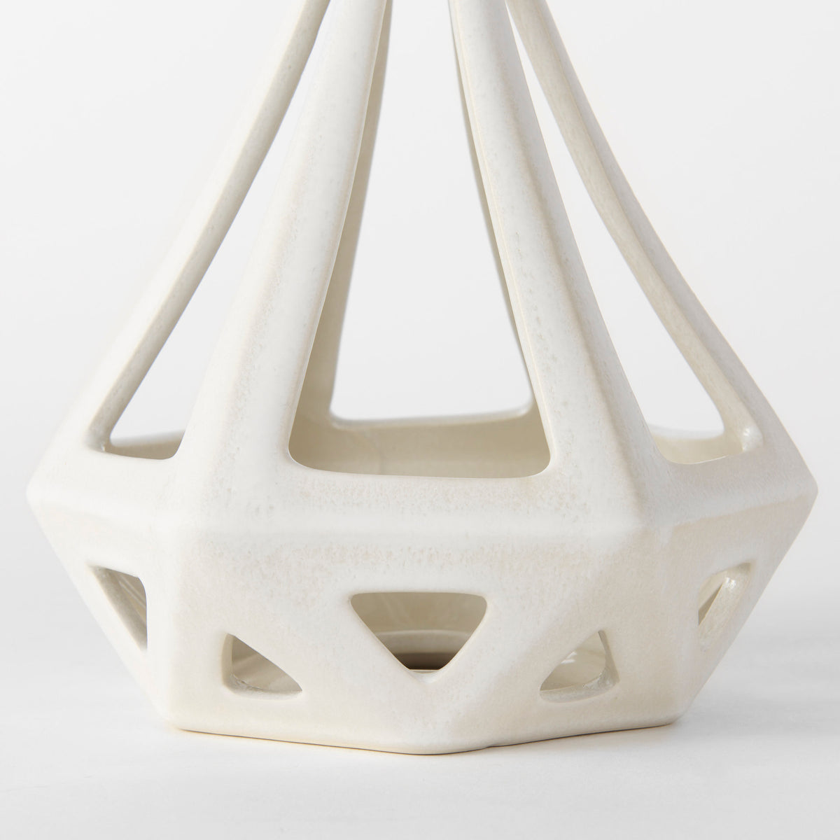 Hood Geometric Ceramic Object - 7.7" x 7.7" x 9.4" White Glossy-Objects-DECOROLALA