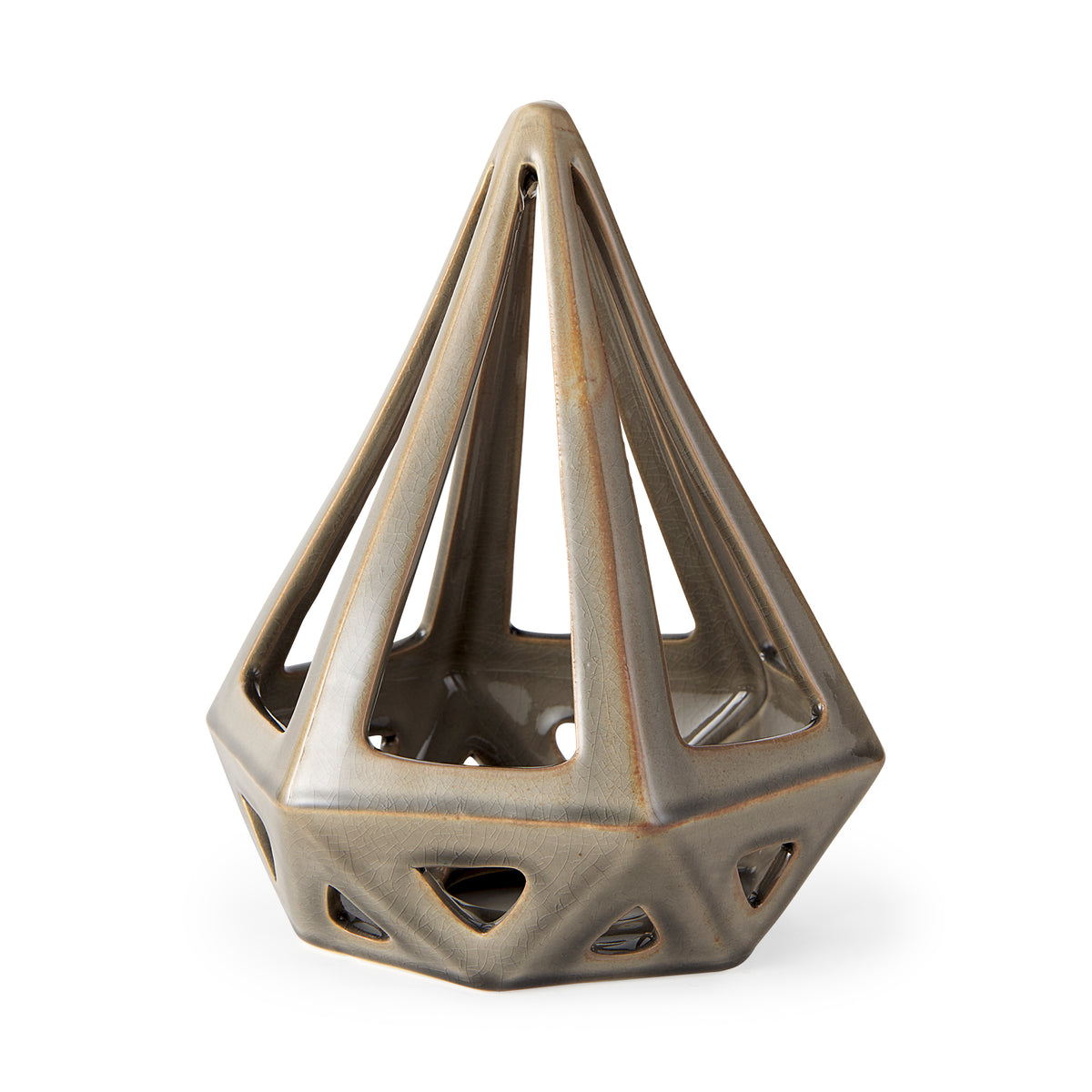 Hood Geometric Ceramic Object - 7.7" x 7.7" x 9.4" White Glossy-Objects-DECOROLALA