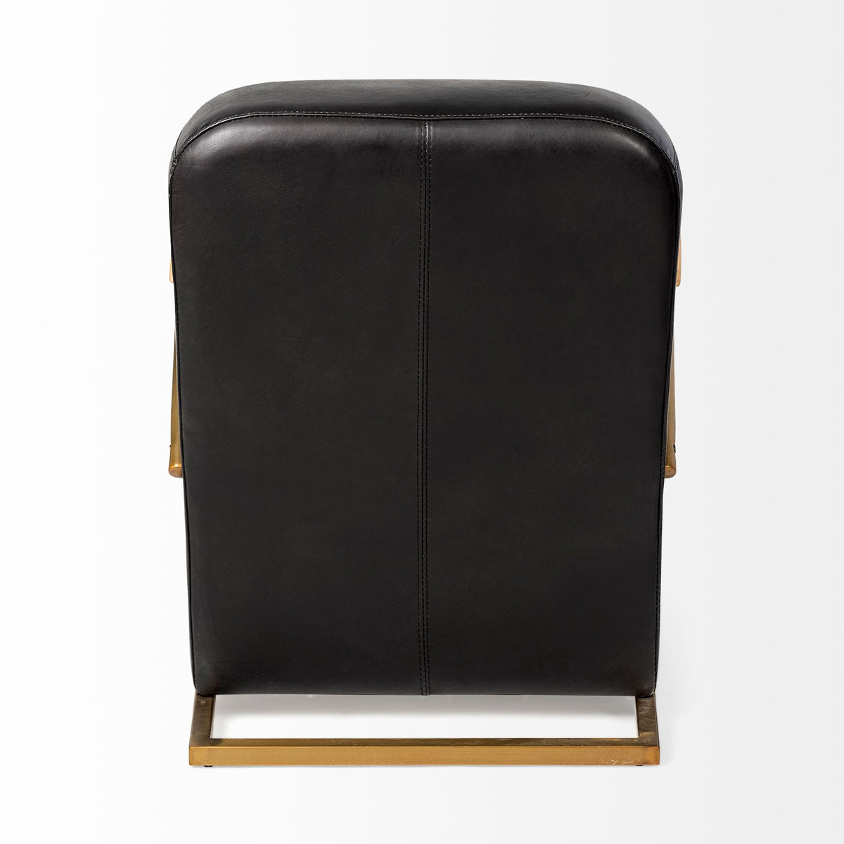 Horace I Black Leather Diamond Pattern w/Gold Iron Frame Accent Chair-Accent Chairs-DECOROLALA