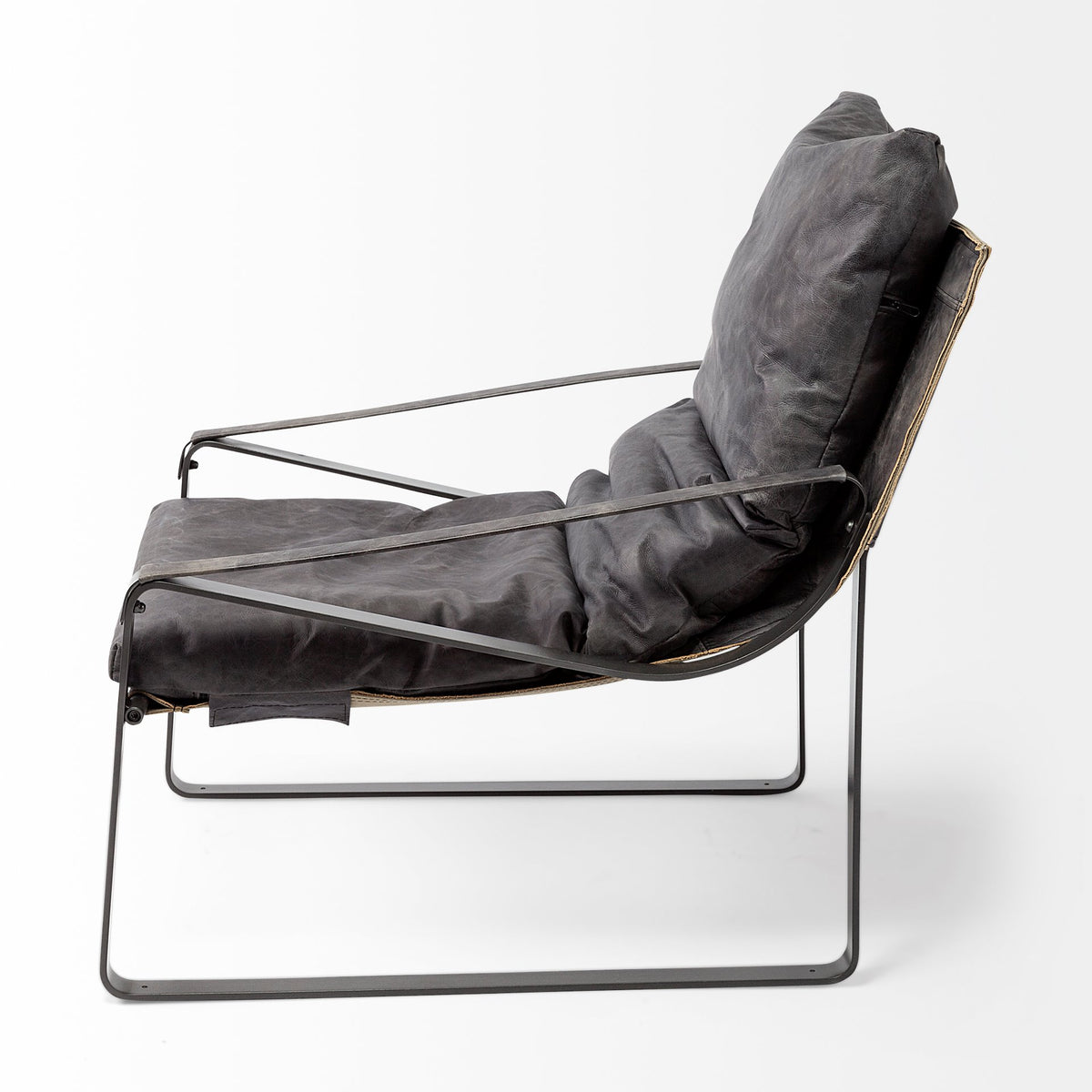 Hornet I 27.0L x 35.0W x 36.0H Leather Unibody Seat w/ Metal Frame Accent Chair-Accent Chairs-DECOROLALA