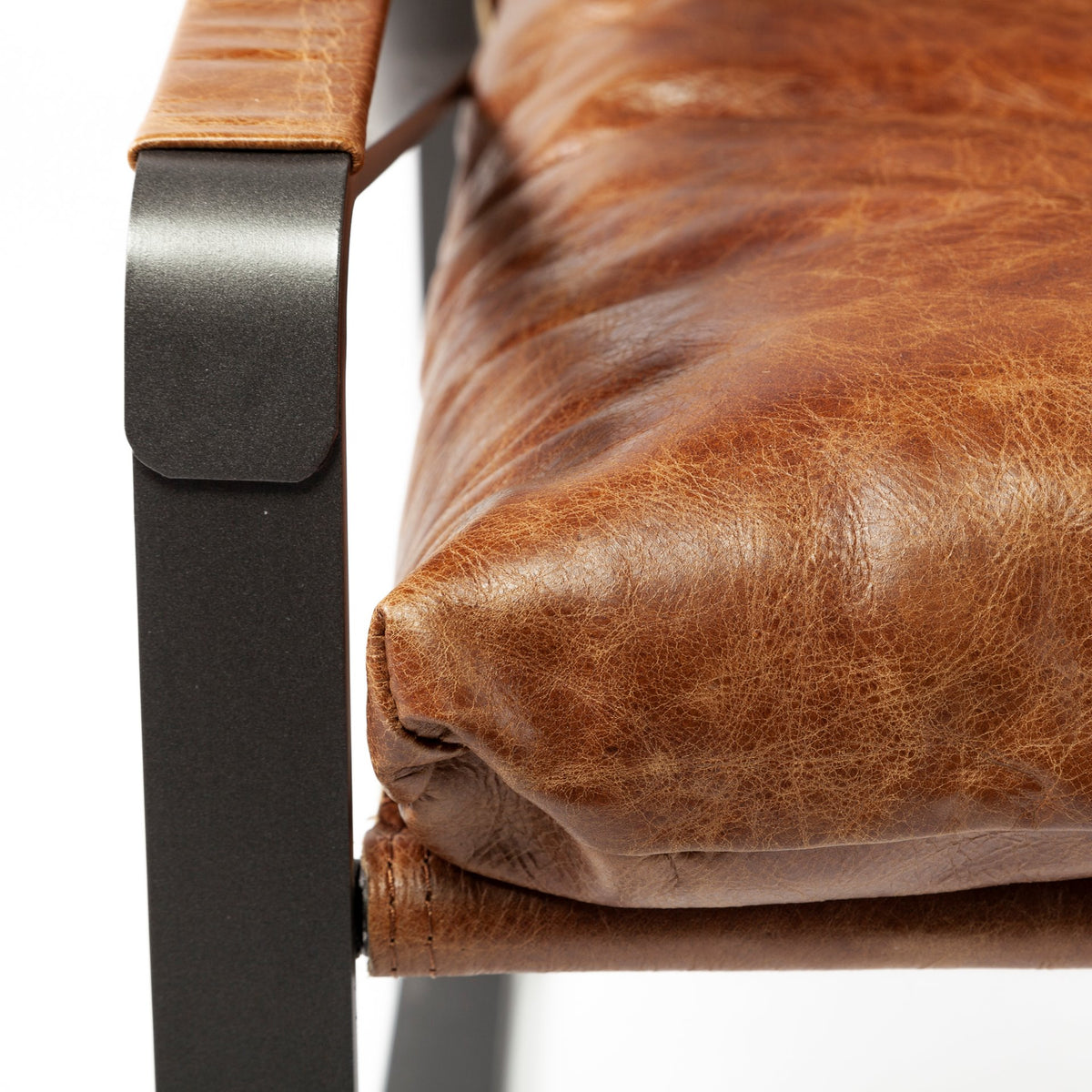 Hornet I 27.0L x 35.0W x 36.0H Leather Unibody Seat w/ Metal Frame Accent Chair-Accent Chairs-DECOROLALA