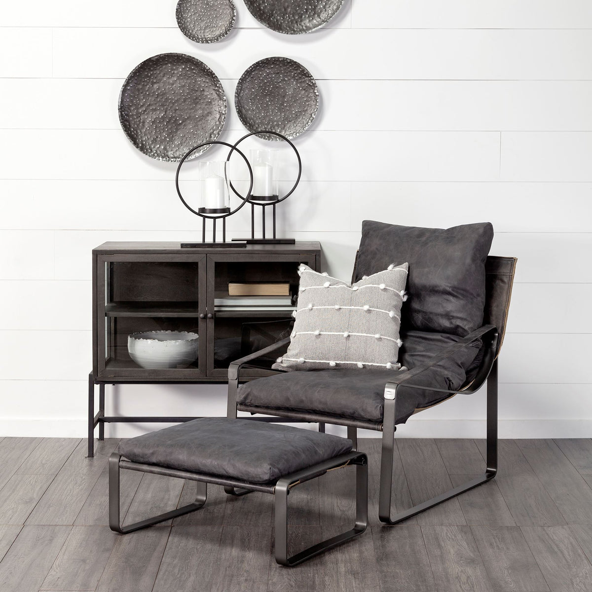 Hornet I 27.0L x 35.0W x 36.0H Leather Unibody Seat w/ Metal Frame Accent Chair-Accent Chairs-DECOROLALA