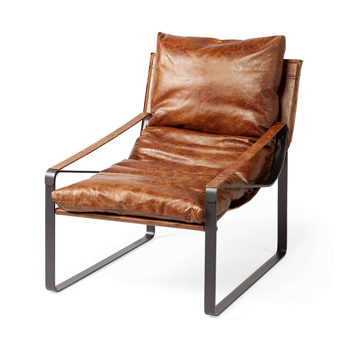 Hornet I 27.0L x 35.0W x 36.0H Leather Unibody Seat w/ Metal Frame Accent Chair-Accent Chairs-DECOROLALA