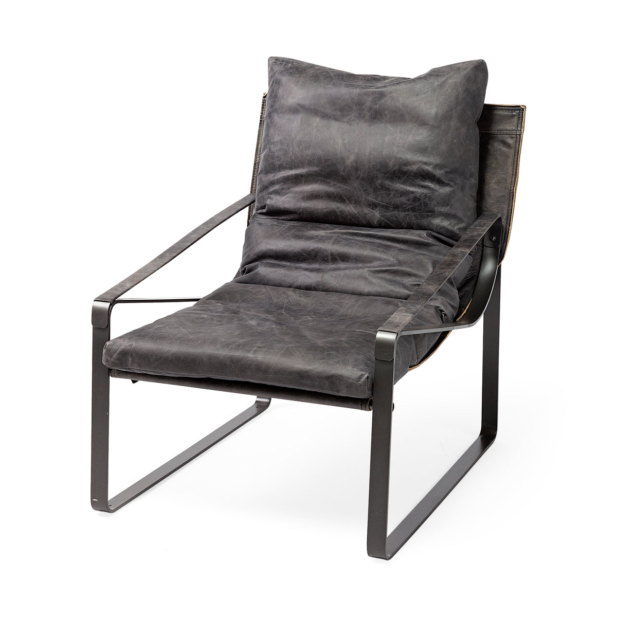 Hornet I 27.0L x 35.0W x 36.0H Leather Unibody Seat w/ Metal Frame Accent Chair-Accent Chairs-DECOROLALA