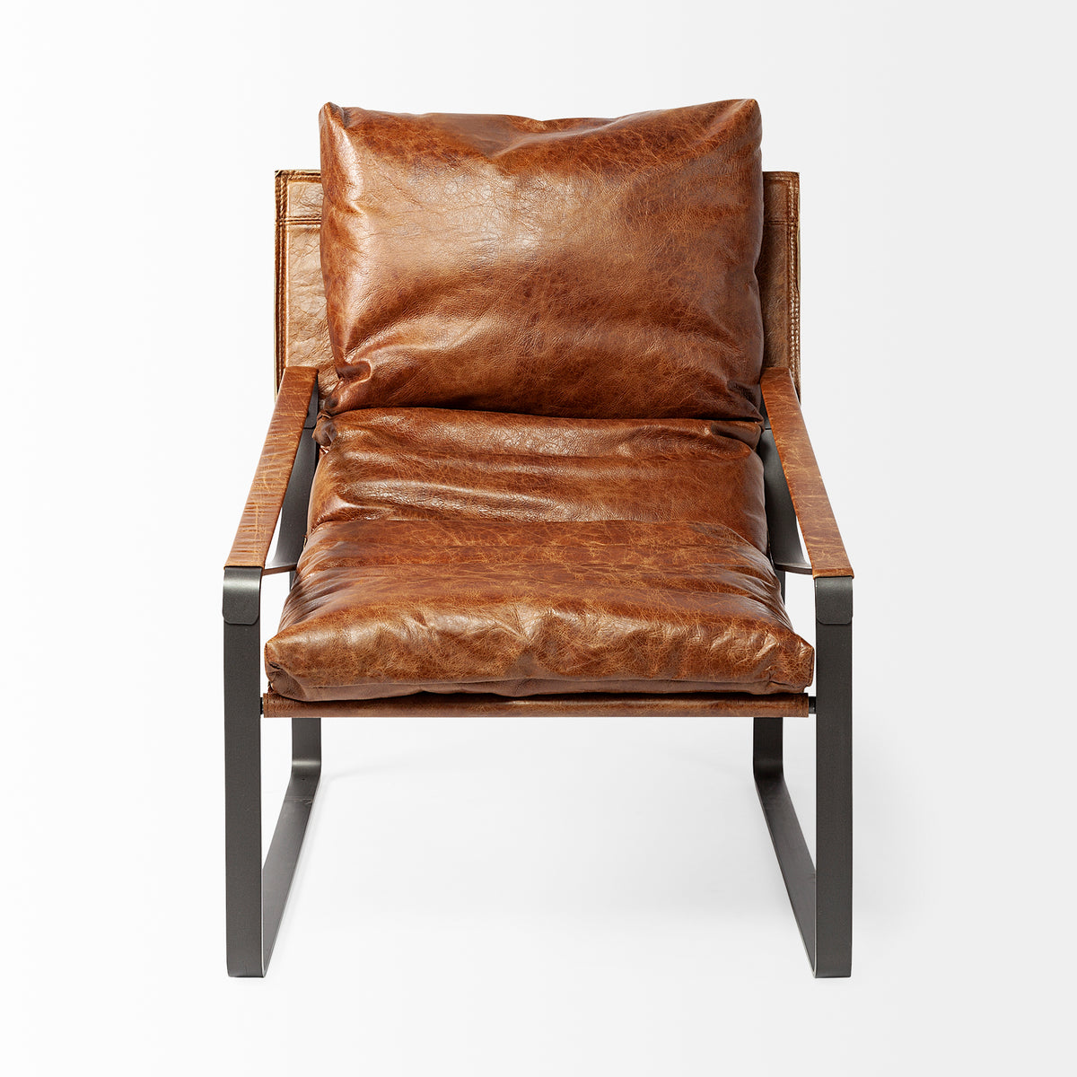 Hornet I 27.0L x 35.0W x 36.0H Leather Unibody Seat w/ Metal Frame Accent Chair-Accent Chairs-DECOROLALA