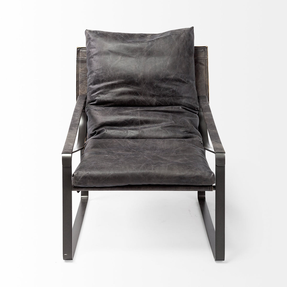 Hornet I 27.0L x 35.0W x 36.0H Leather Unibody Seat w/ Metal Frame Accent Chair-Accent Chairs-DECOROLALA