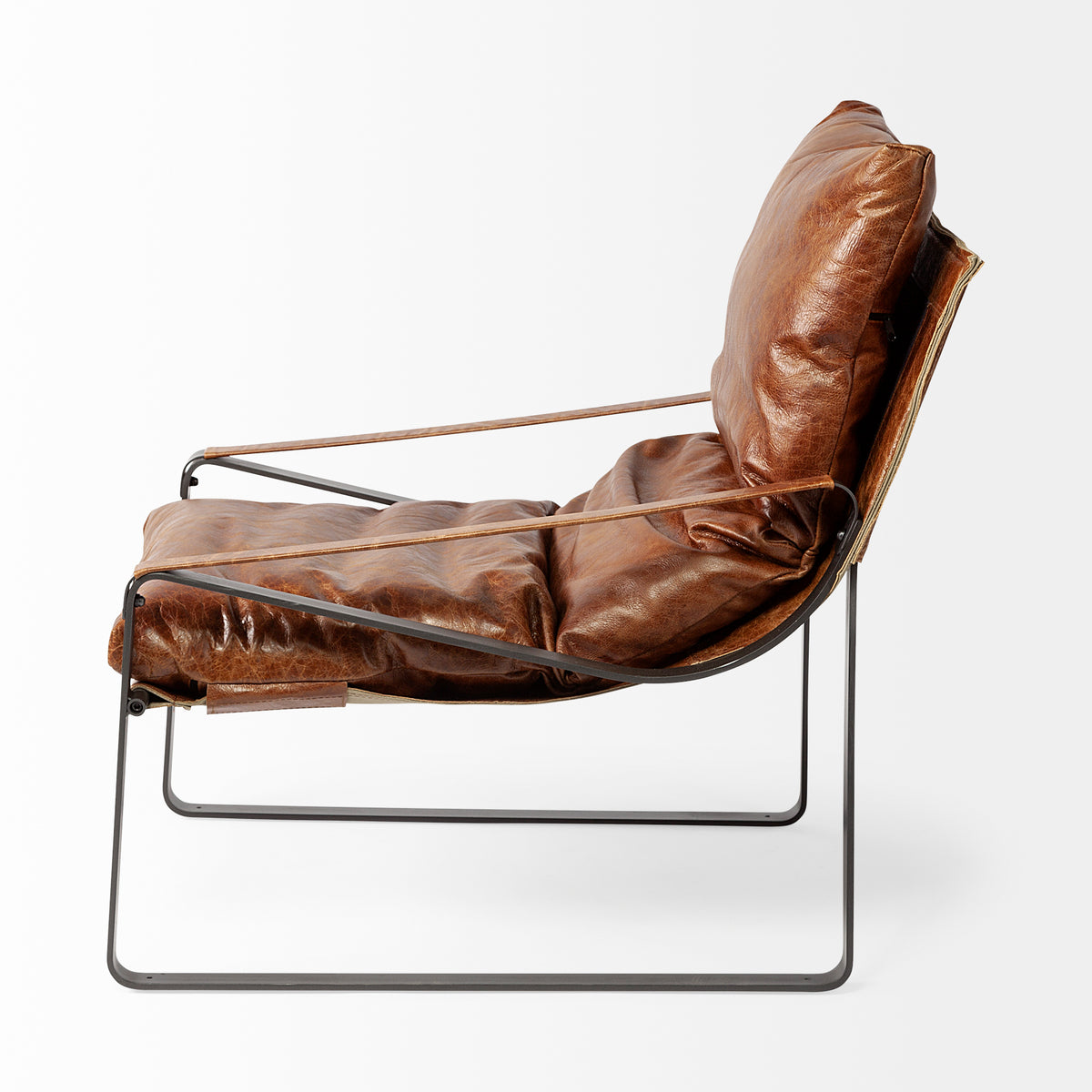 Hornet I 27.0L x 35.0W x 36.0H Leather Unibody Seat w/ Metal Frame Accent Chair-Accent Chairs-DECOROLALA