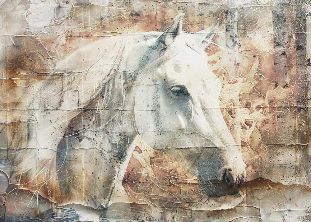 Horse Animal Vintage Art Illustration Wallart 06-canvas-DECOROLALA