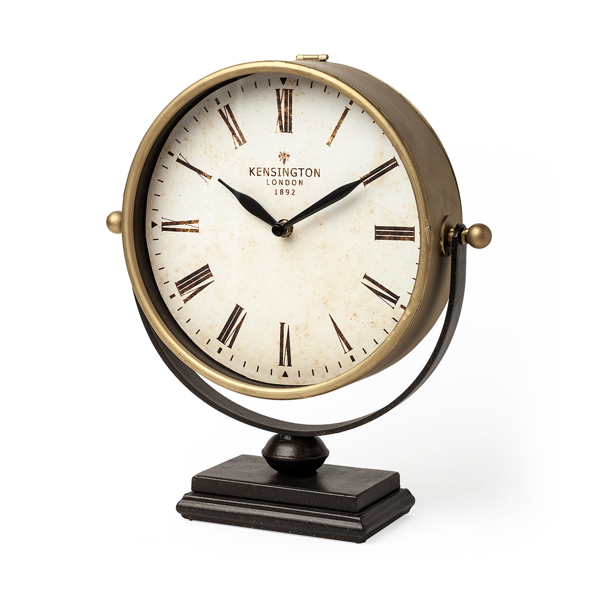 Houston Gold Metal Half Moon Base Table Clock-Table Clocks-DECOROLALA