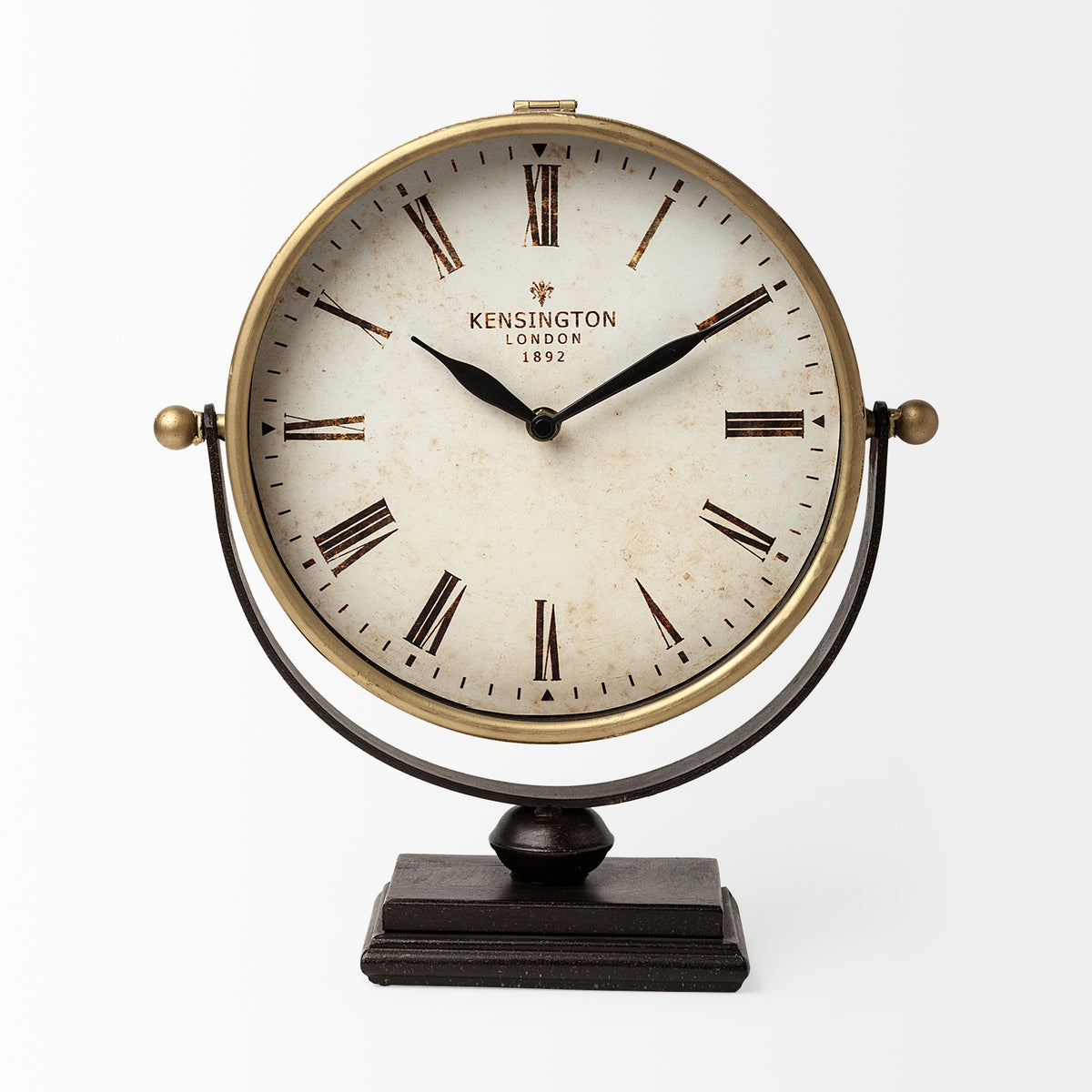 Houston Gold Metal Half Moon Base Table Clock-Table Clocks-DECOROLALA