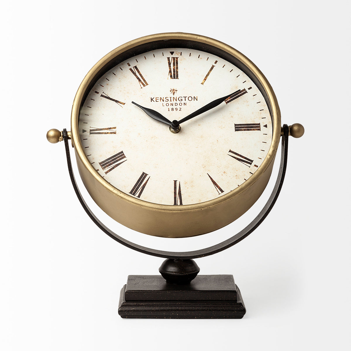 Houston Gold Metal Half Moon Base Table Clock-Table Clocks-DECOROLALA