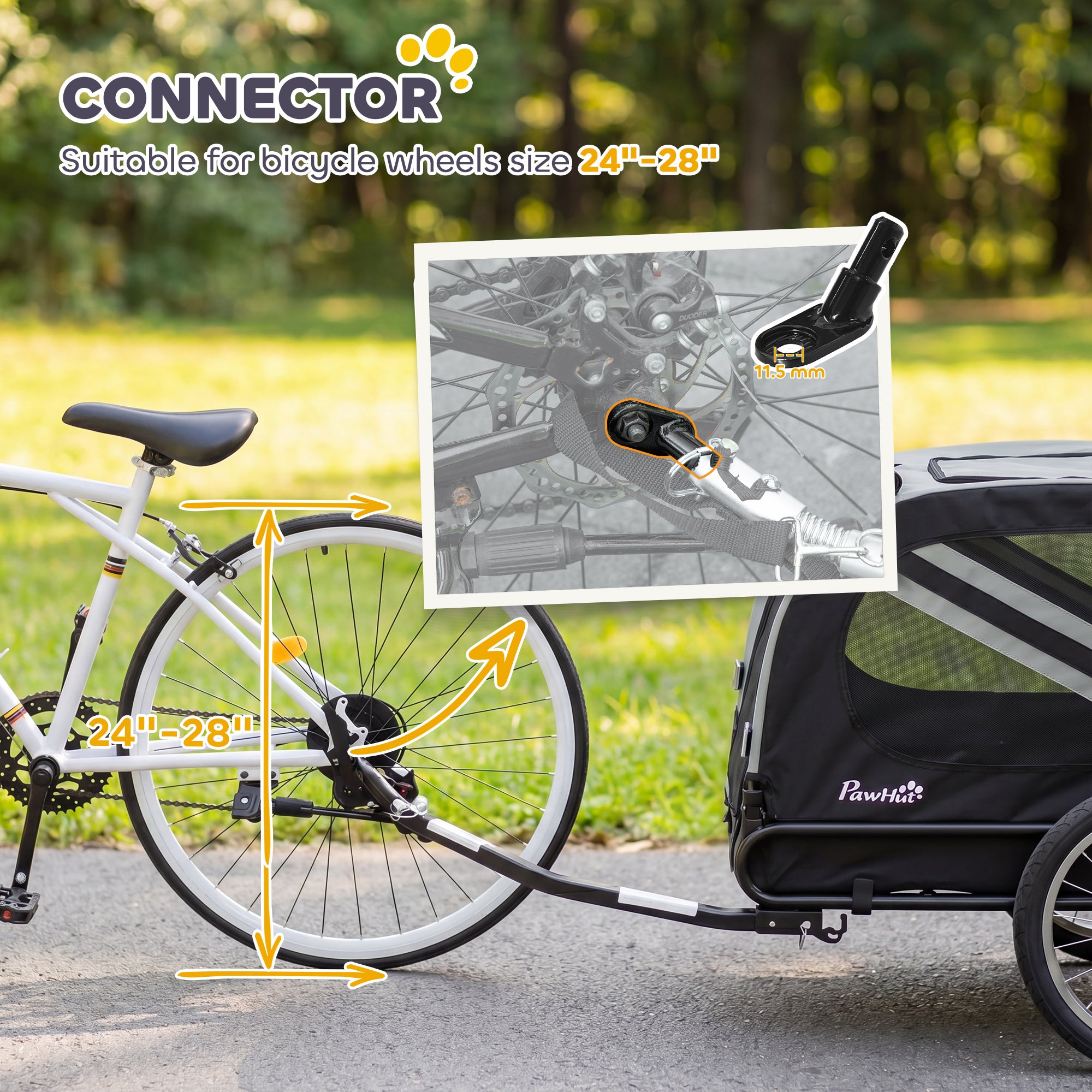 Dog Bike Trailer, 2-in-1 Dog Stroller with Universal Wheel Reflectors Flag, Grey