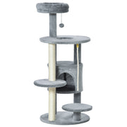 41" Cat Tree Tower Activity Center with Condo, Scratching Posts and Hanging Toys, Dark Grey