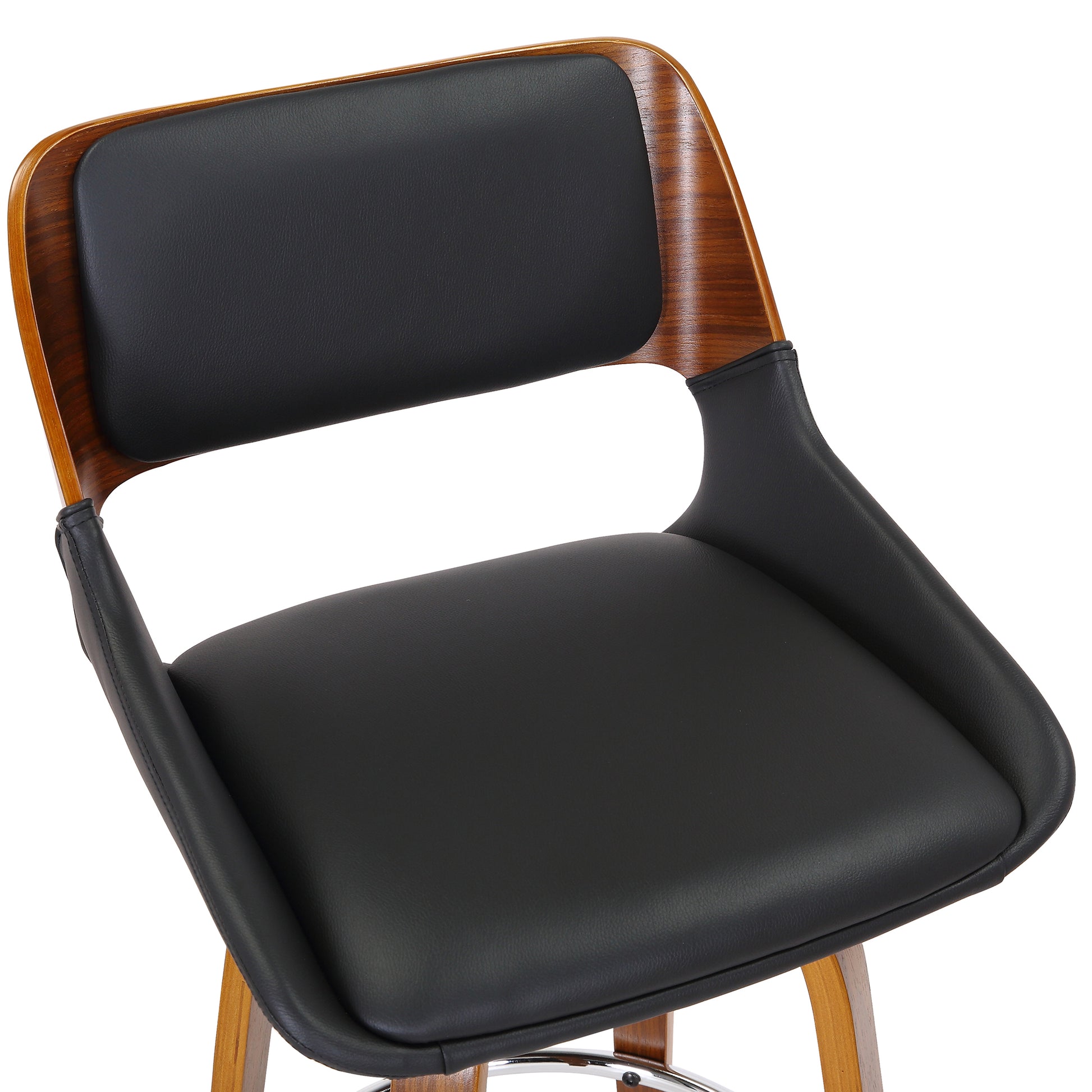 Hudson 26" Counter Stool - Walnut and Black Faux Leather-DECOROLALA