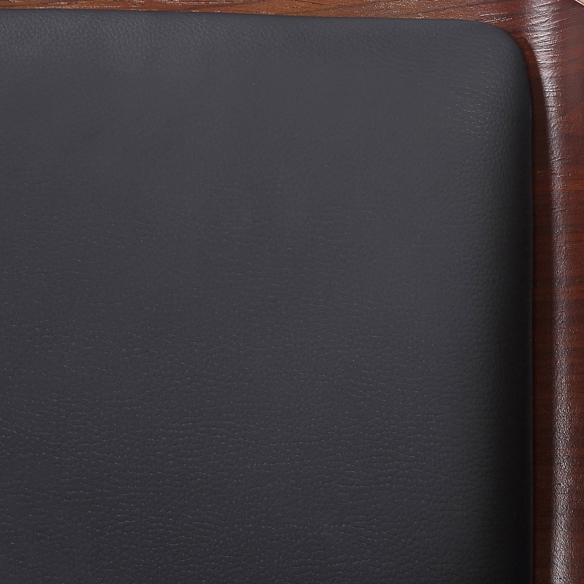 Hudson 26" Counter Stool - Walnut and Black Faux Leather-DECOROLALA