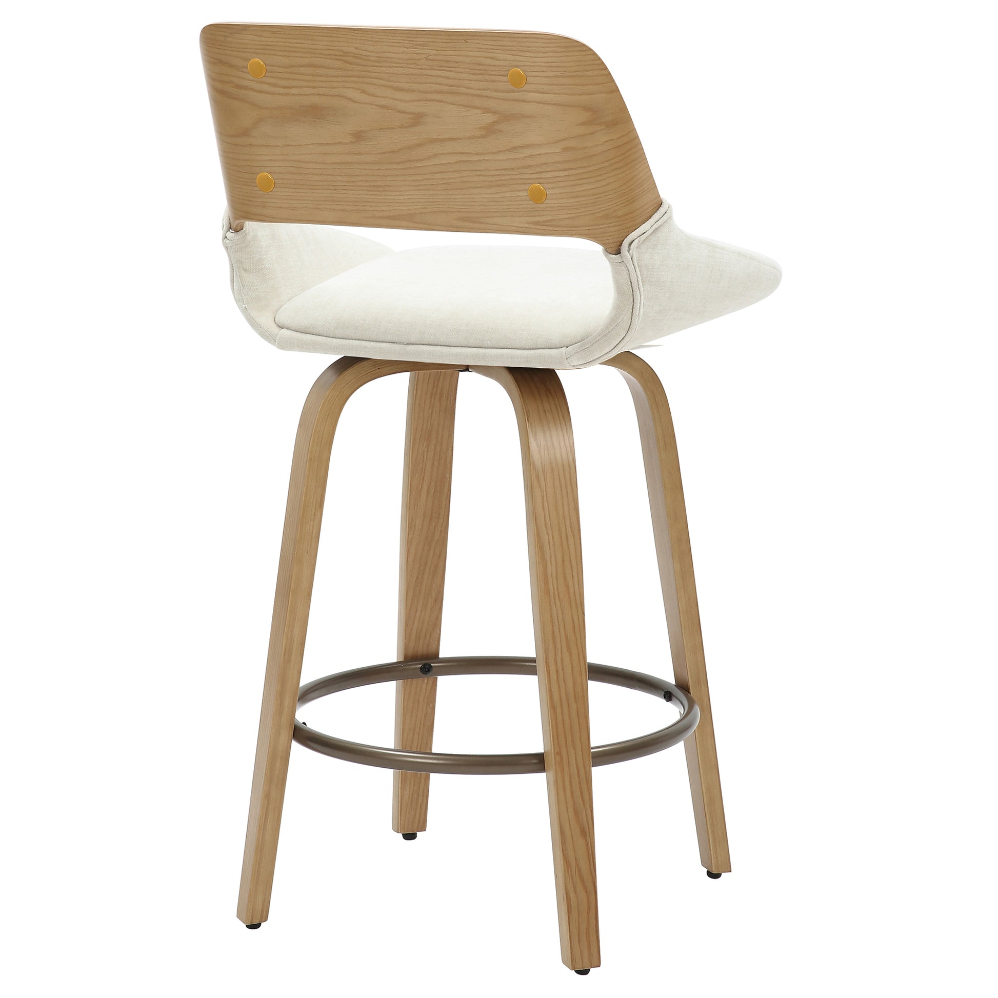 Hudson 26" Swivel Counter Stool - Beige Fabric Mid-Century Modern-DECOROLALA