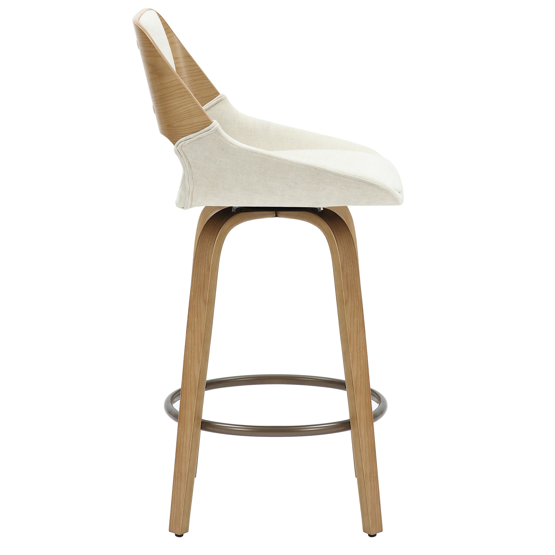 Hudson 26" Swivel Counter Stool - Beige Fabric Mid-Century Modern-DECOROLALA