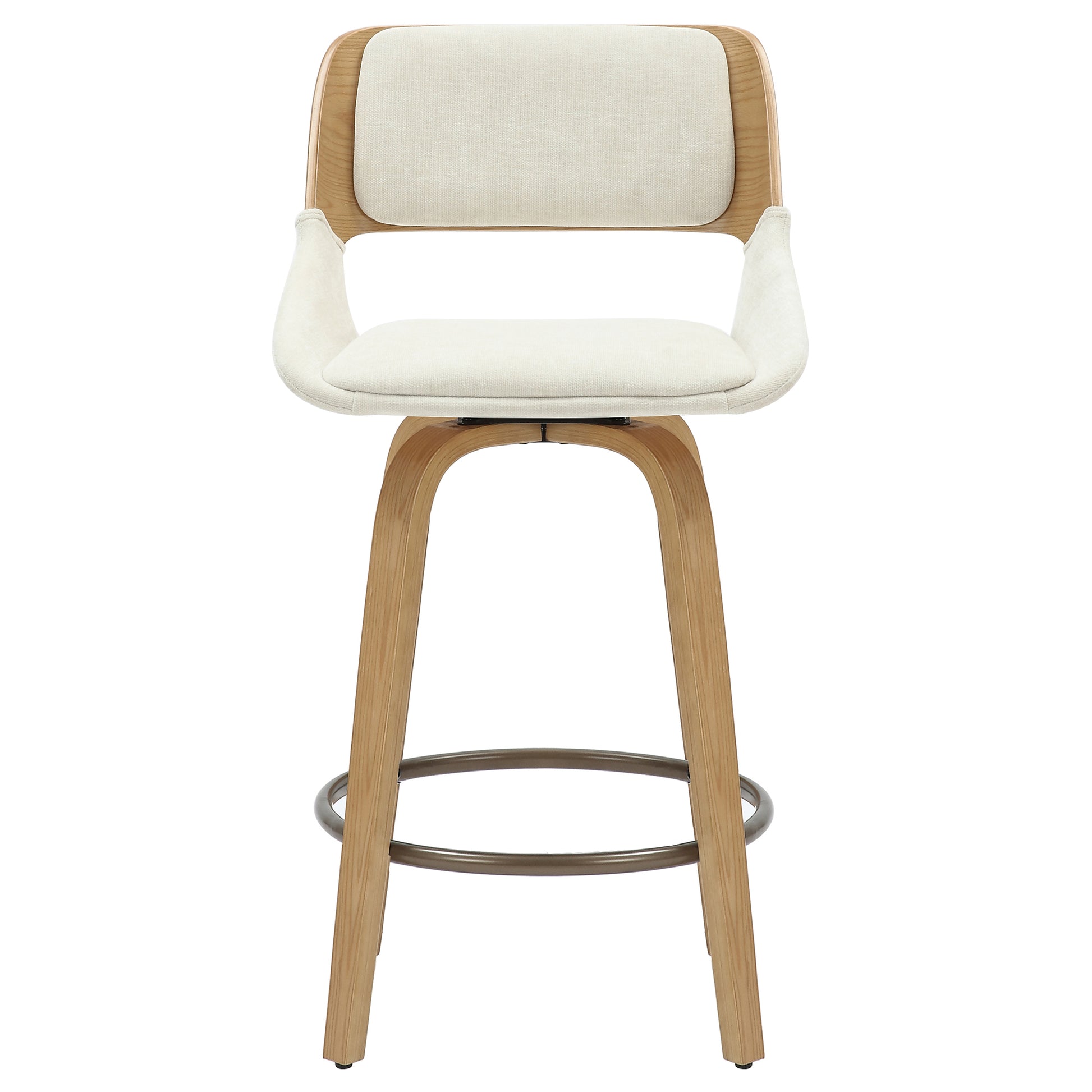 Hudson 26" Swivel Counter Stool - Beige Fabric Mid-Century Modern-DECOROLALA