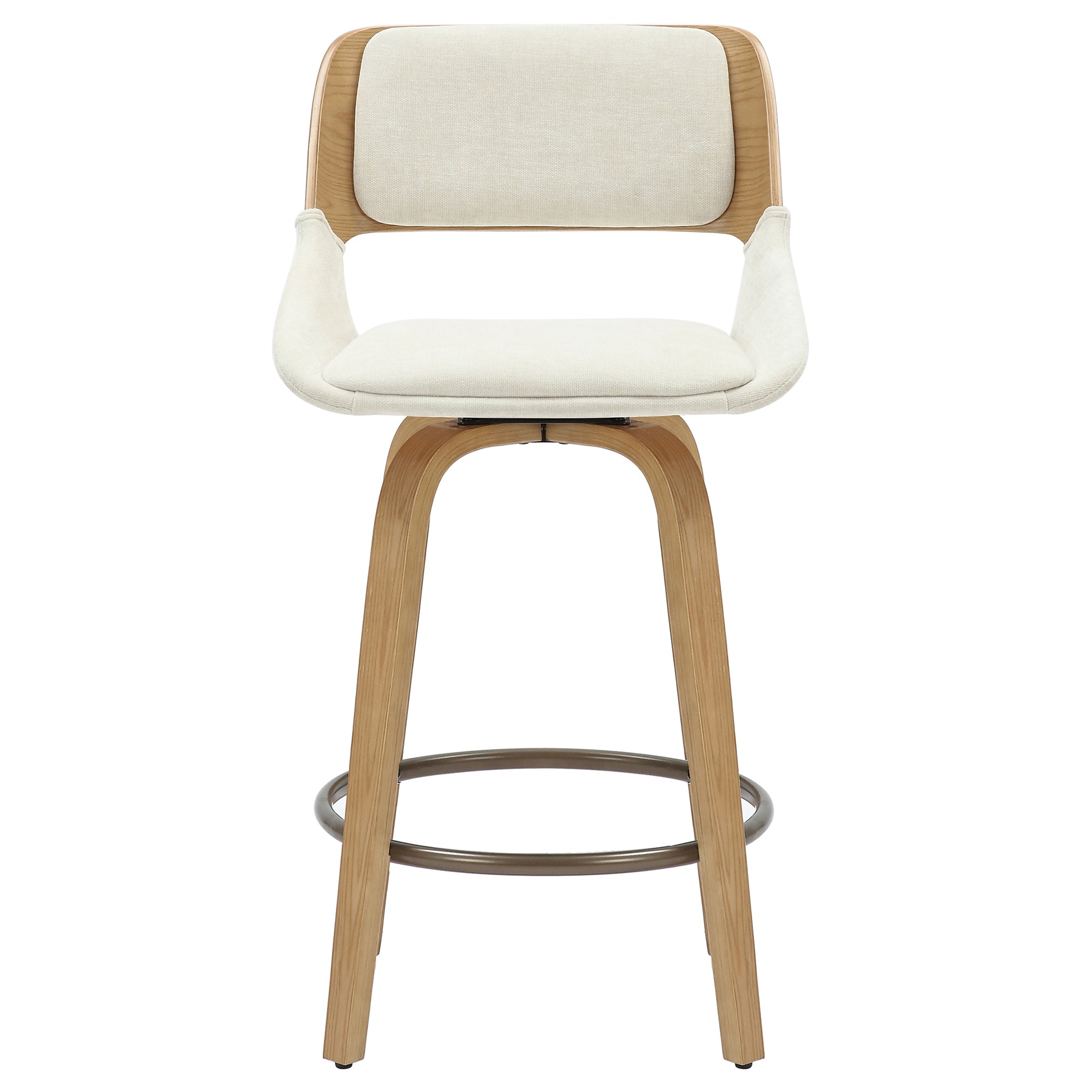 Hudson 26" Swivel Counter Stool - Beige Fabric Mid-Century Modern-DECOROLALA