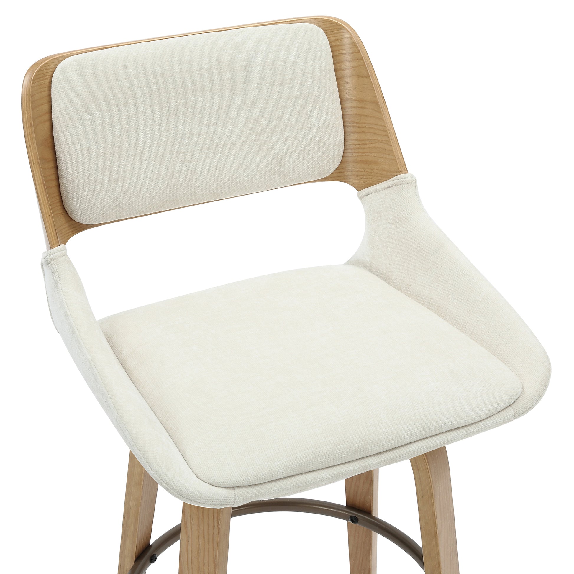 Hudson 26" Swivel Counter Stool - Beige Fabric Mid-Century Modern-DECOROLALA