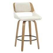 Hudson 26" Swivel Counter Stool - Beige Fabric Mid-Century Modern-DECOROLALA