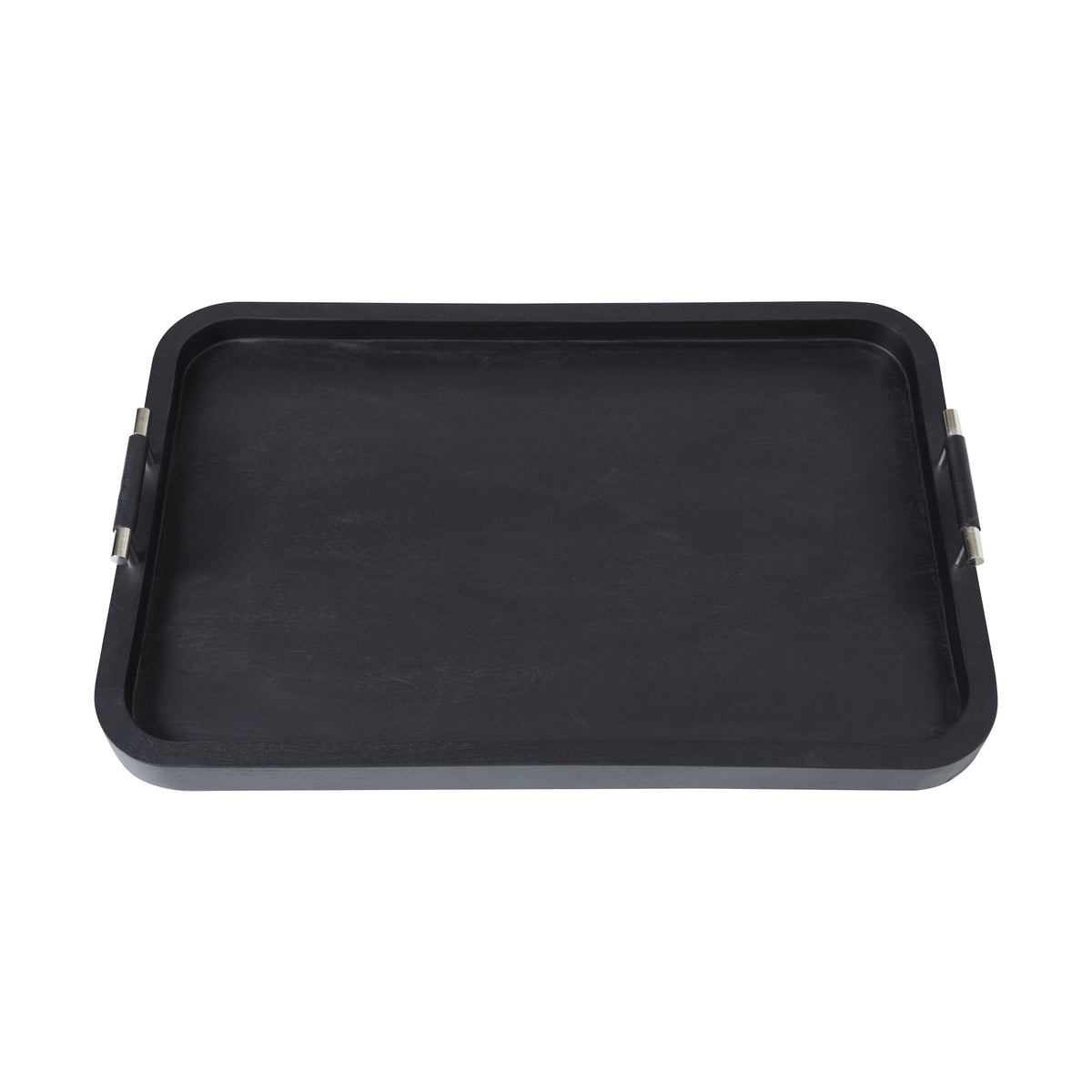 Hudson Indoor Mango Wood Tray, Black-Decorative Trays-DECOROLALA