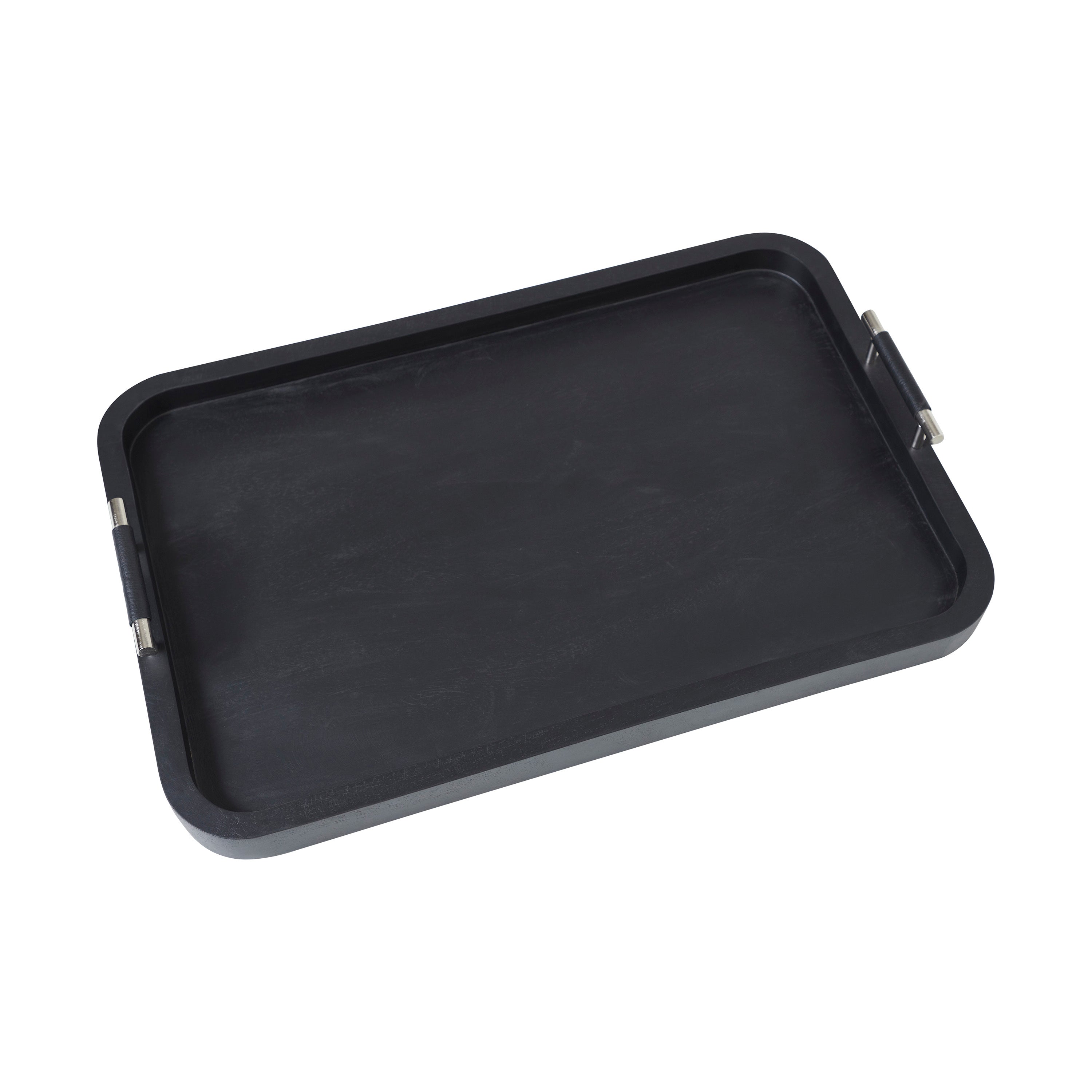 Hudson Indoor Mango Wood Tray, Black-Tray-DECOROLALA